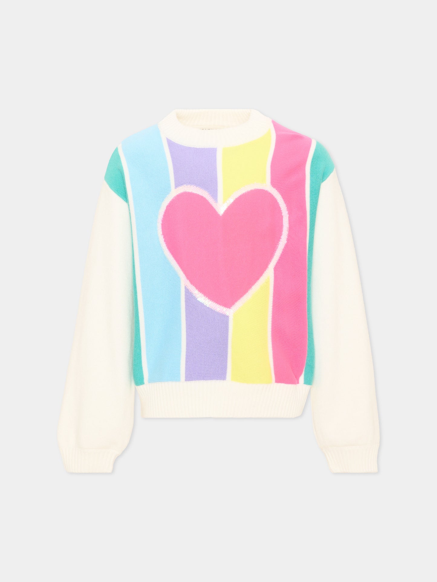 Maglione multicolor per bambina con cuore,Billieblush,U22470 Z41