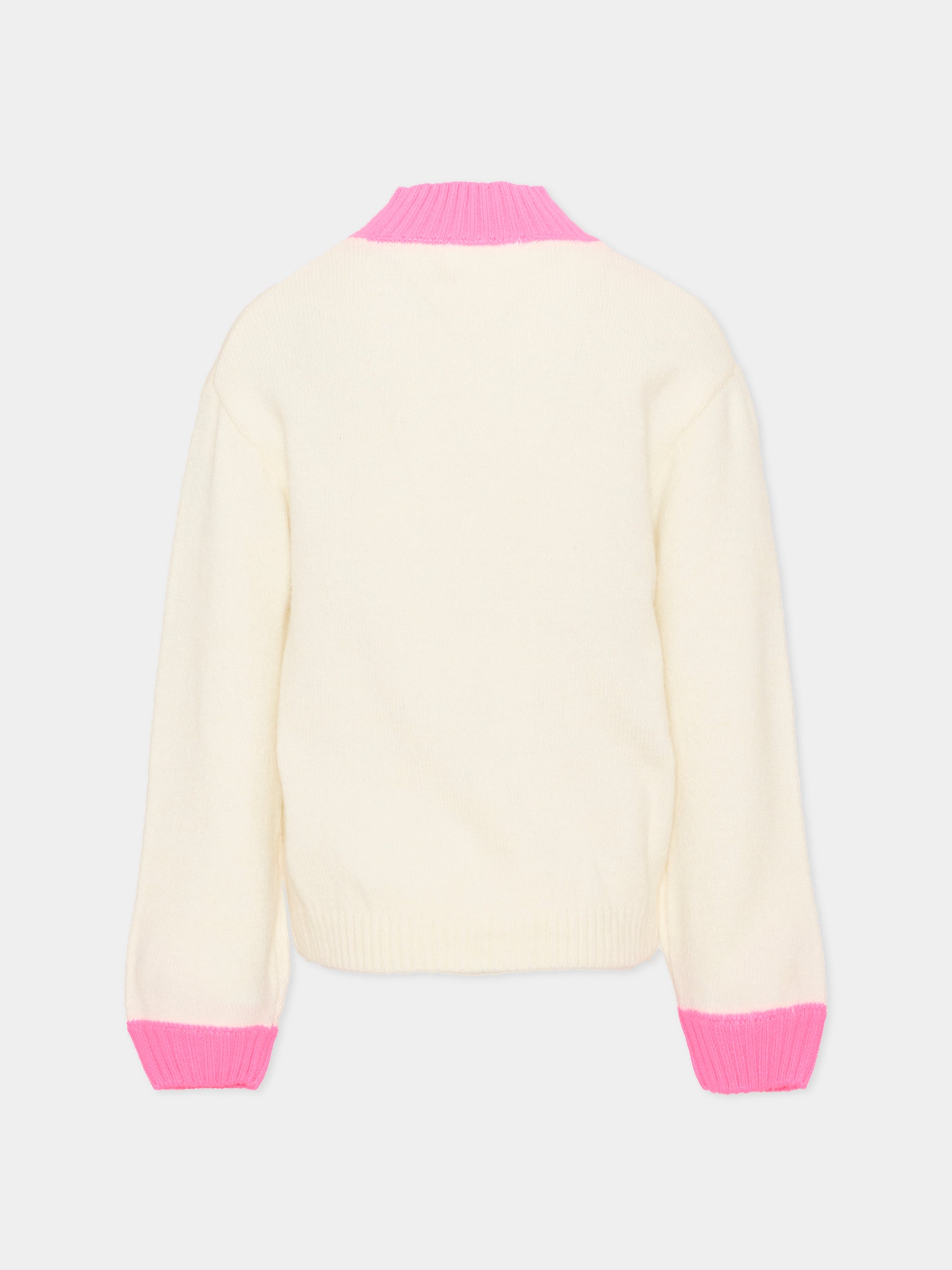 Maglione avorio per bambina con cuori,Billieblush,U22472 121