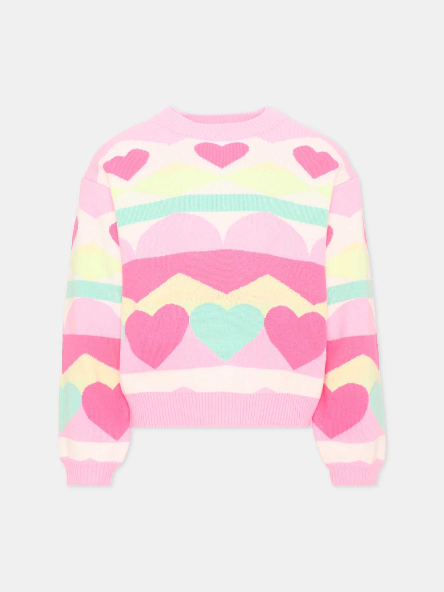 Maglione rosa per bambina con cuori,Billieblush,U22474 Z41