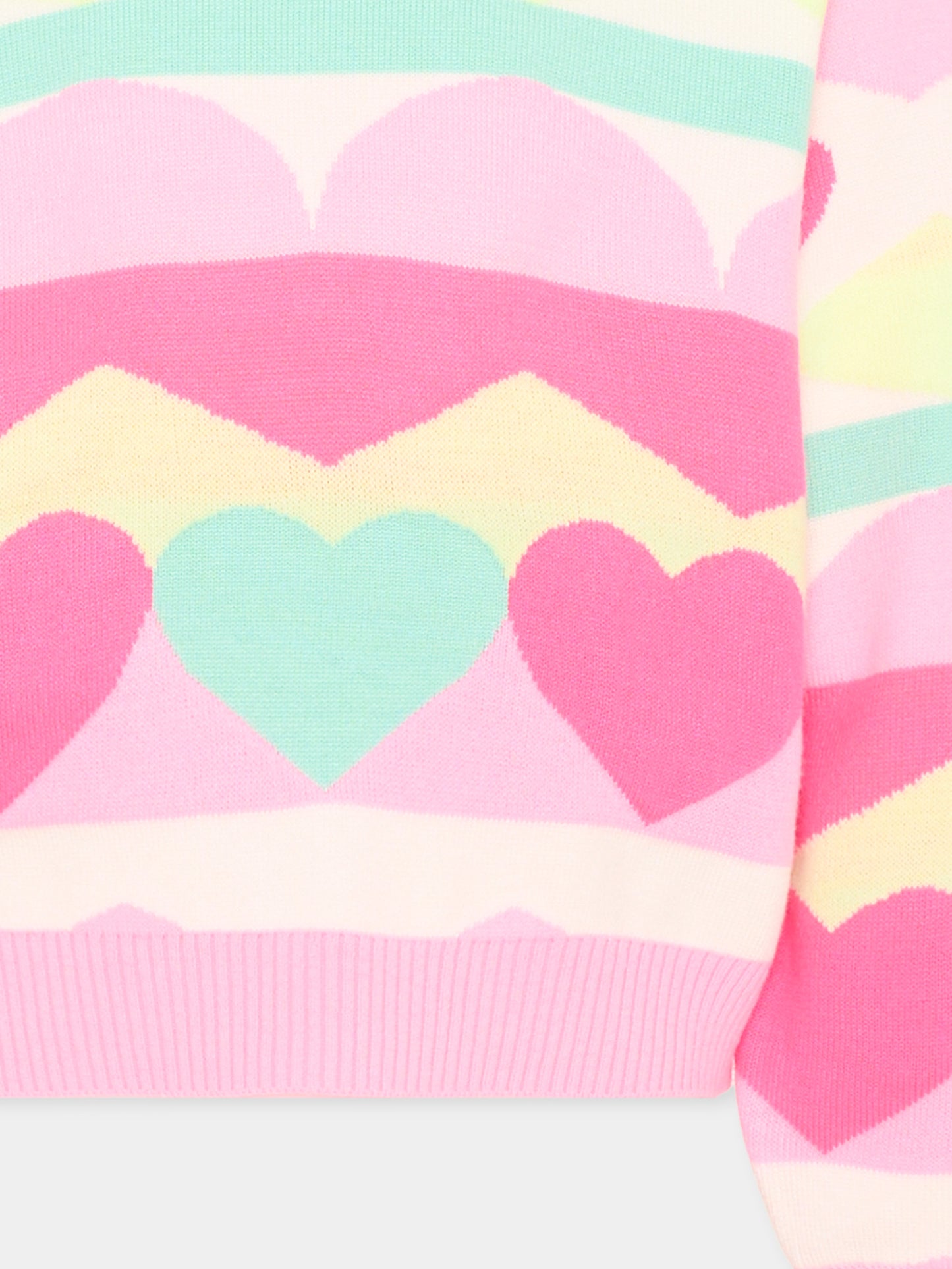 Maglione rosa per bambina con cuori,Billieblush,U22474 Z41