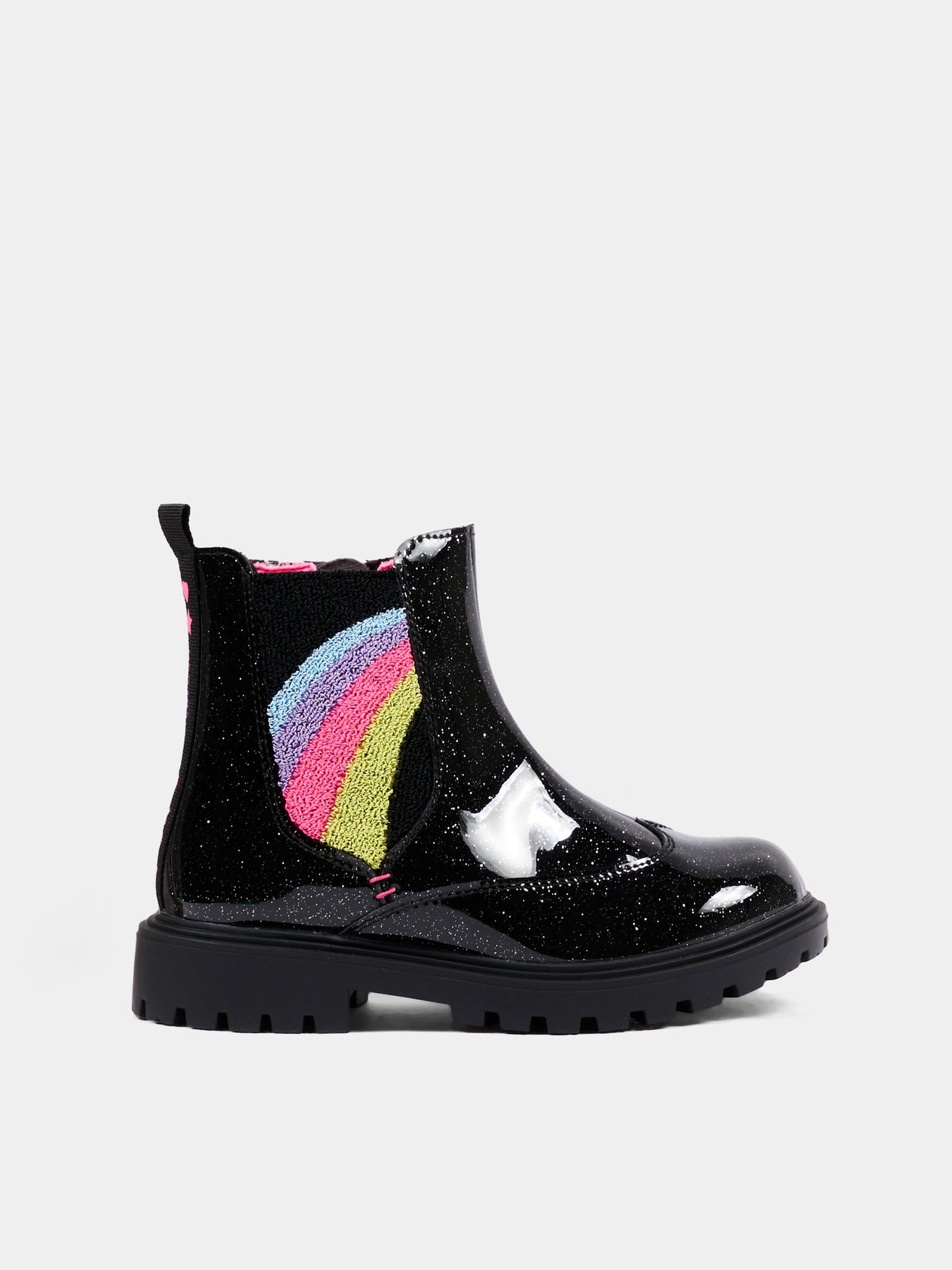 Stivaletti neri per bambina con arcobaleno,Billieblush,U22484 09B