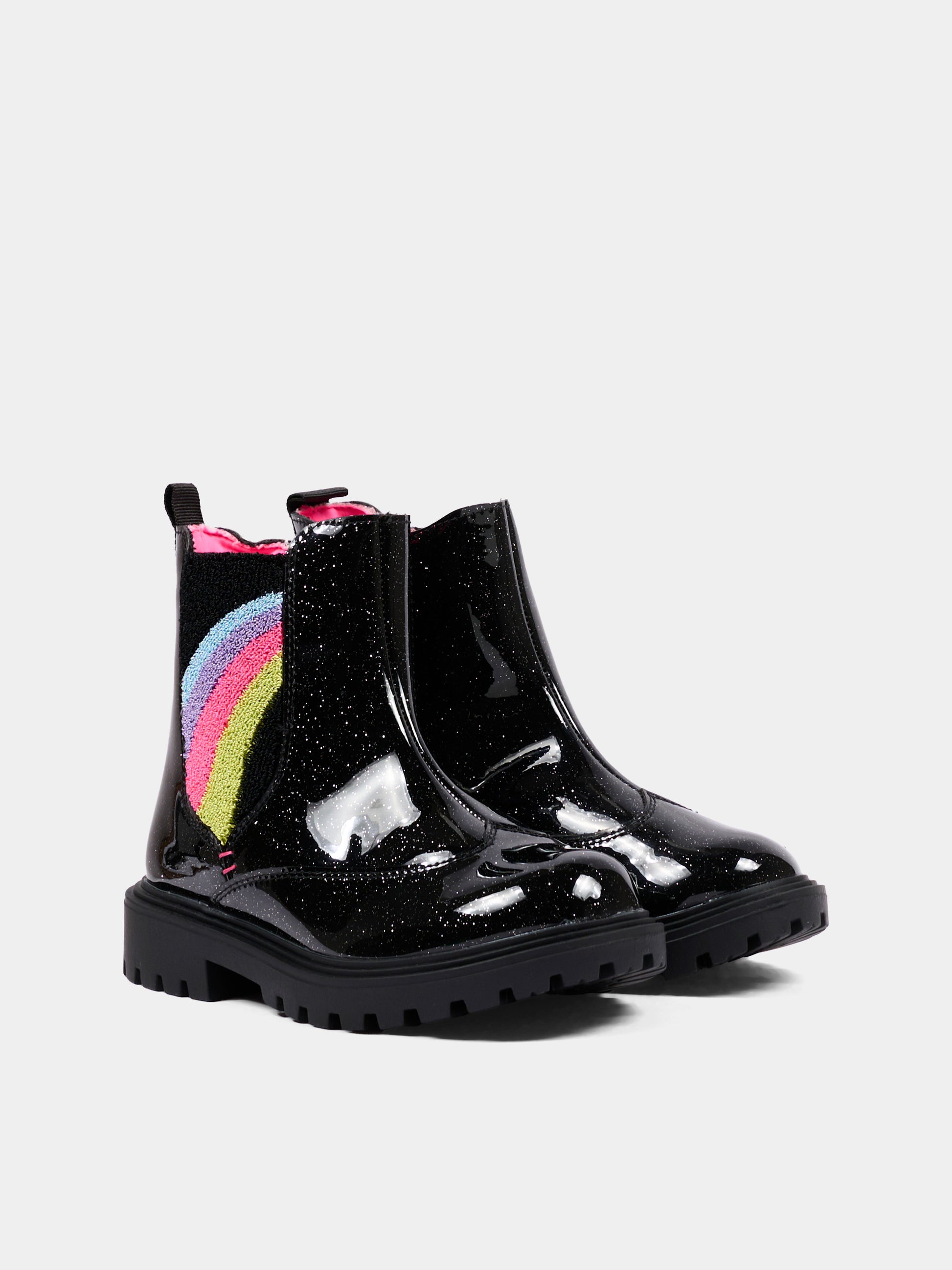Stivaletti neri per bambina con arcobaleno,Billieblush,U22484 09B