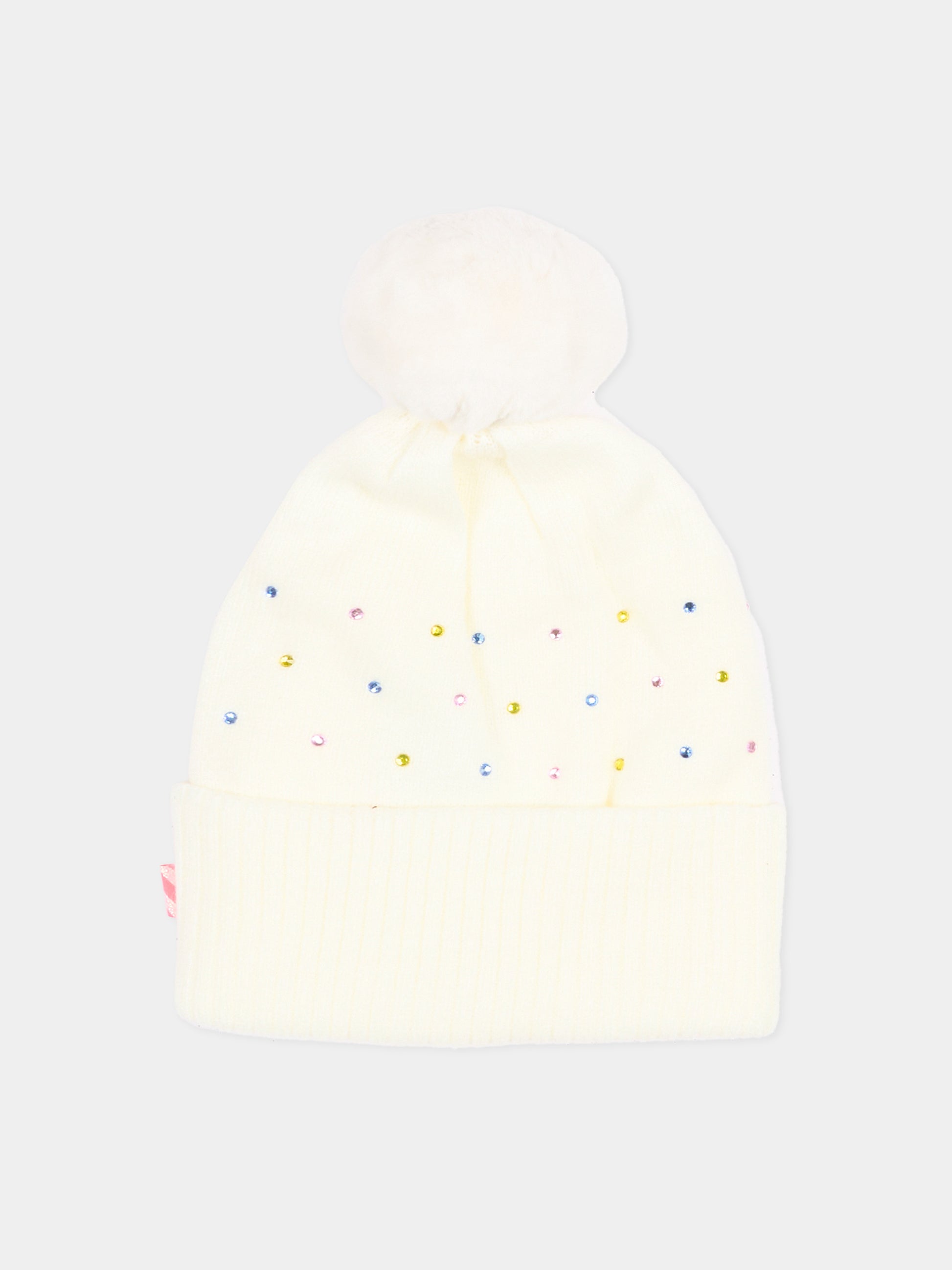 Berretto avorio per bambina con logo,Billieblush,U22499 121