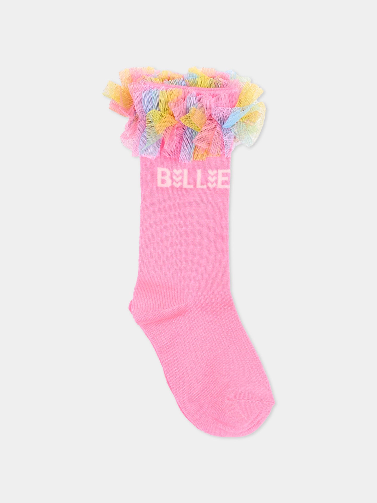 Calzini fucsia per bambina con tulle,Billieblush,U22514 47A