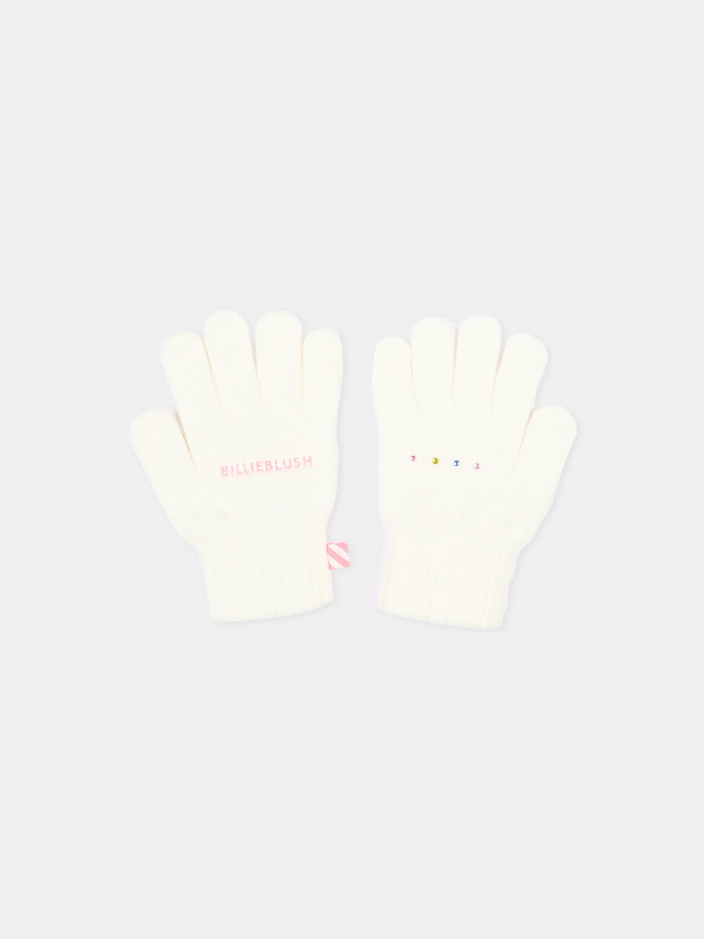 Guanti avorio per bambina con logo,Billieblush,U22541 121