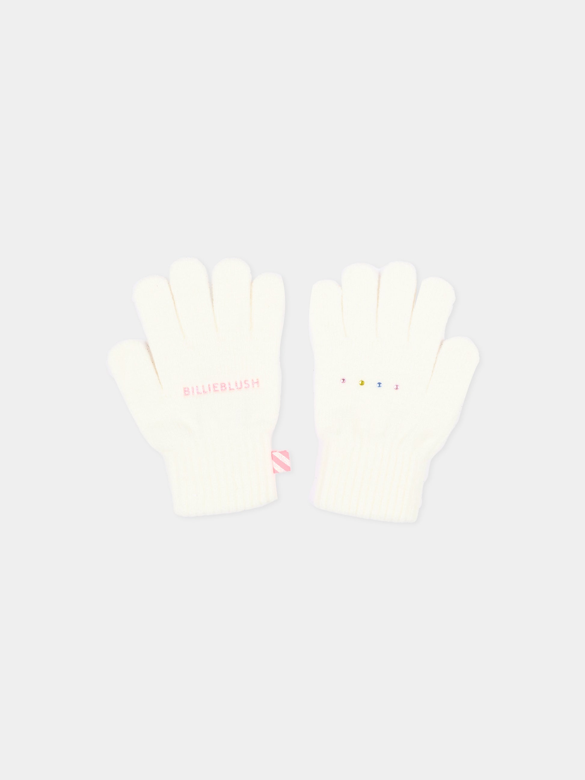 Guanti avorio per bambina con logo,Billieblush,U22541 121