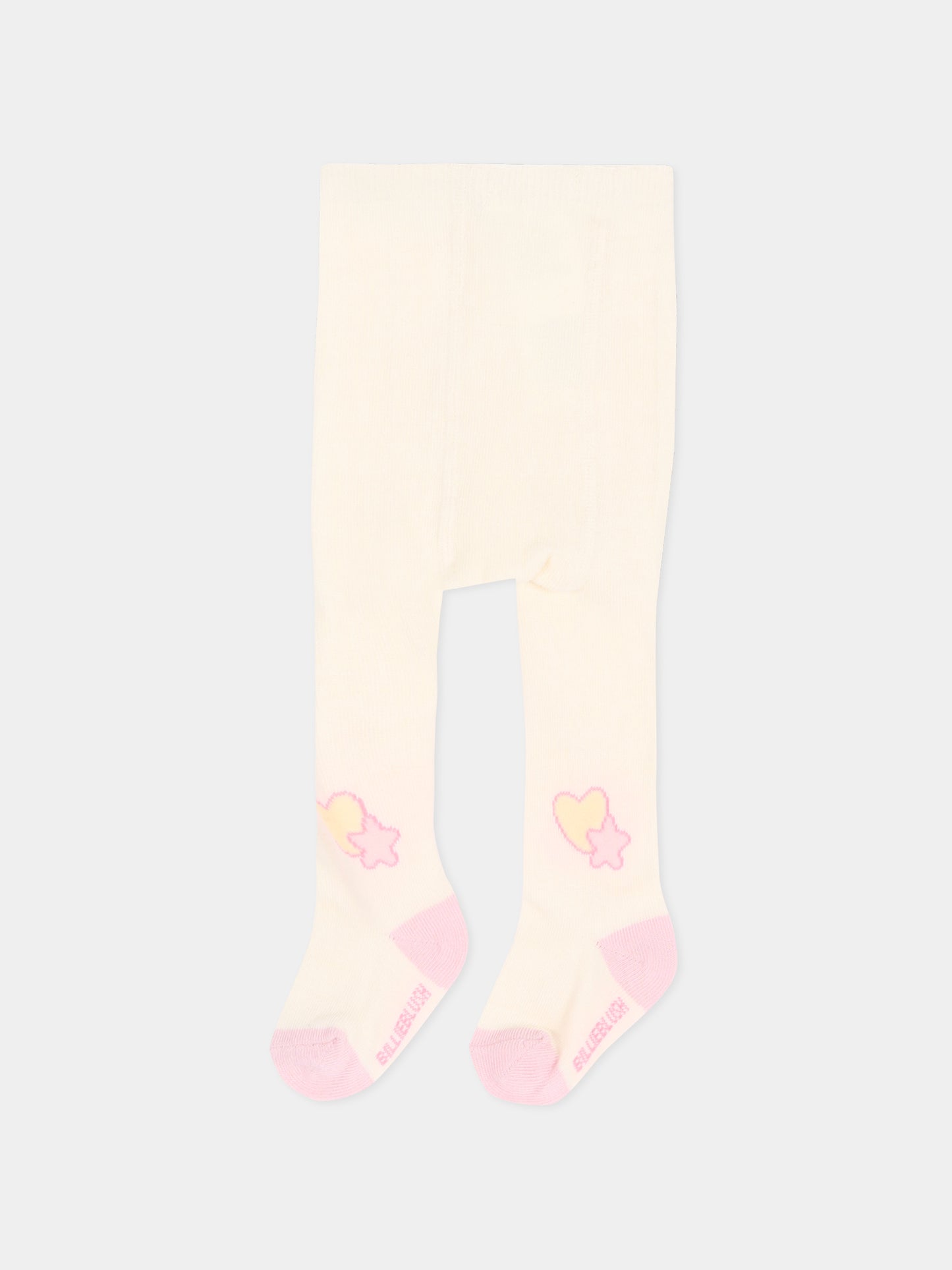 Collant avorio per neonata con cuore e stella,Billieblush,U22549 121