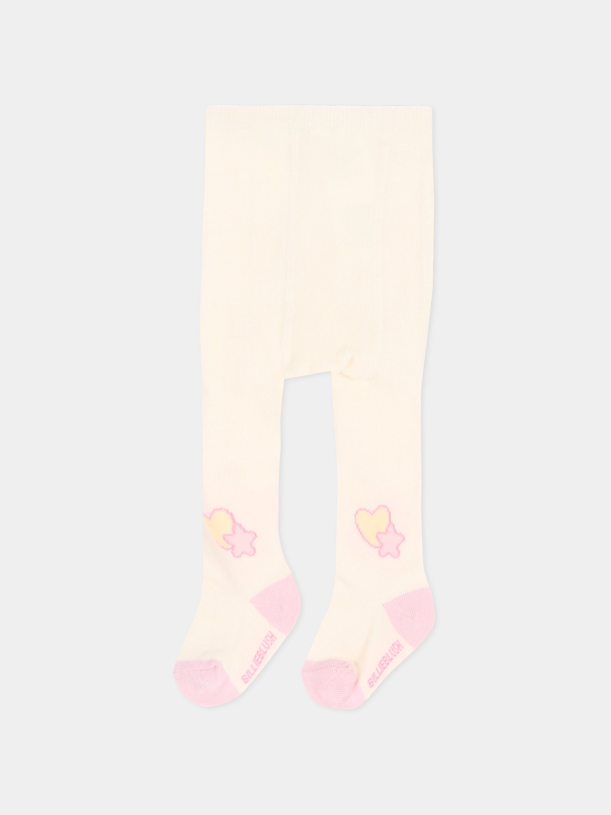 Collant avorio per neonata con cuore e stella,Billieblush,U22549 121