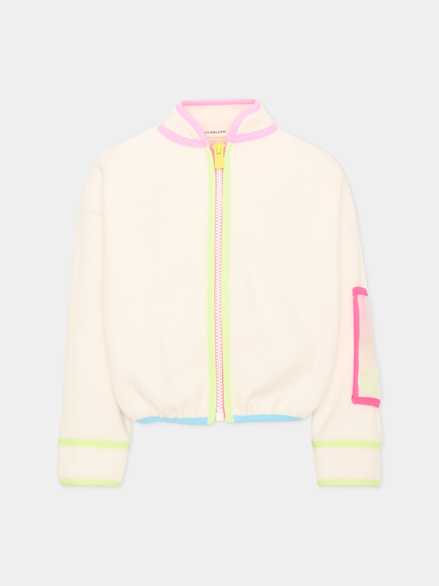 Bomber avorio per bambina con patch,Billieblush,U22565 243