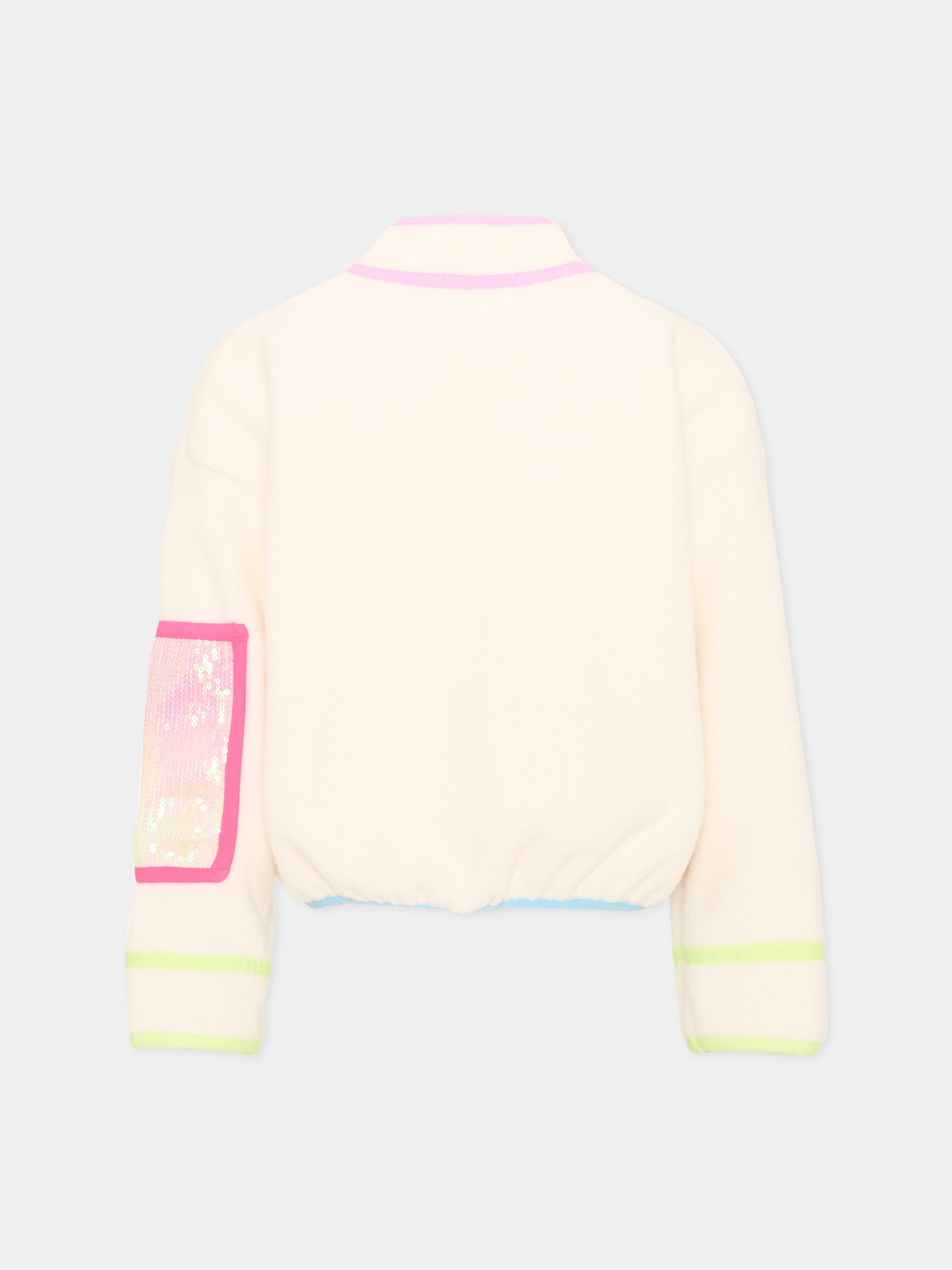Bomber avorio per bambina con patch,Billieblush,U22565 243