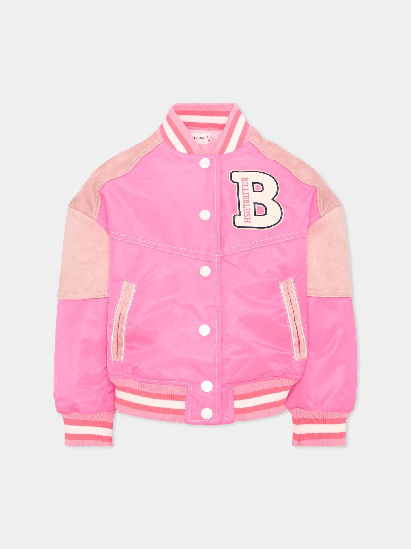 Bomber fucsia per bambina con patch logo,Billieblush,U22588 47A
