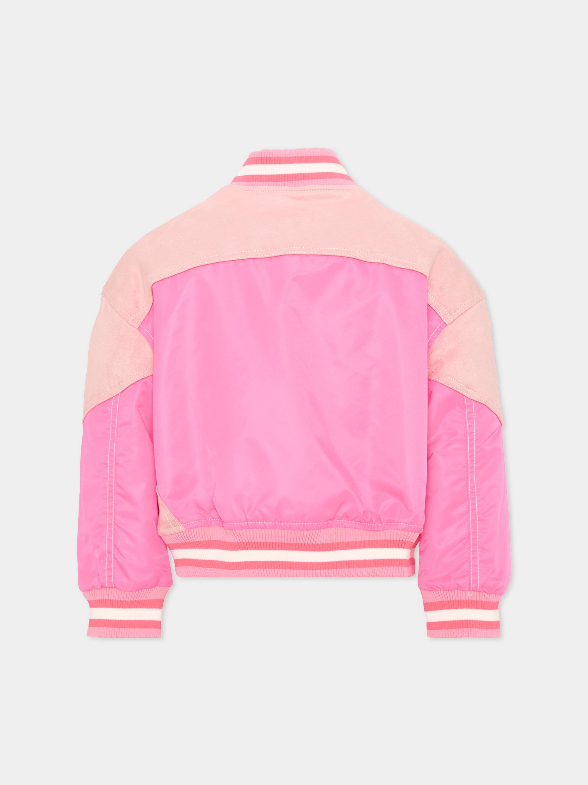 Bomber fucsia per bambina con patch logo,Billieblush,U22588 47A