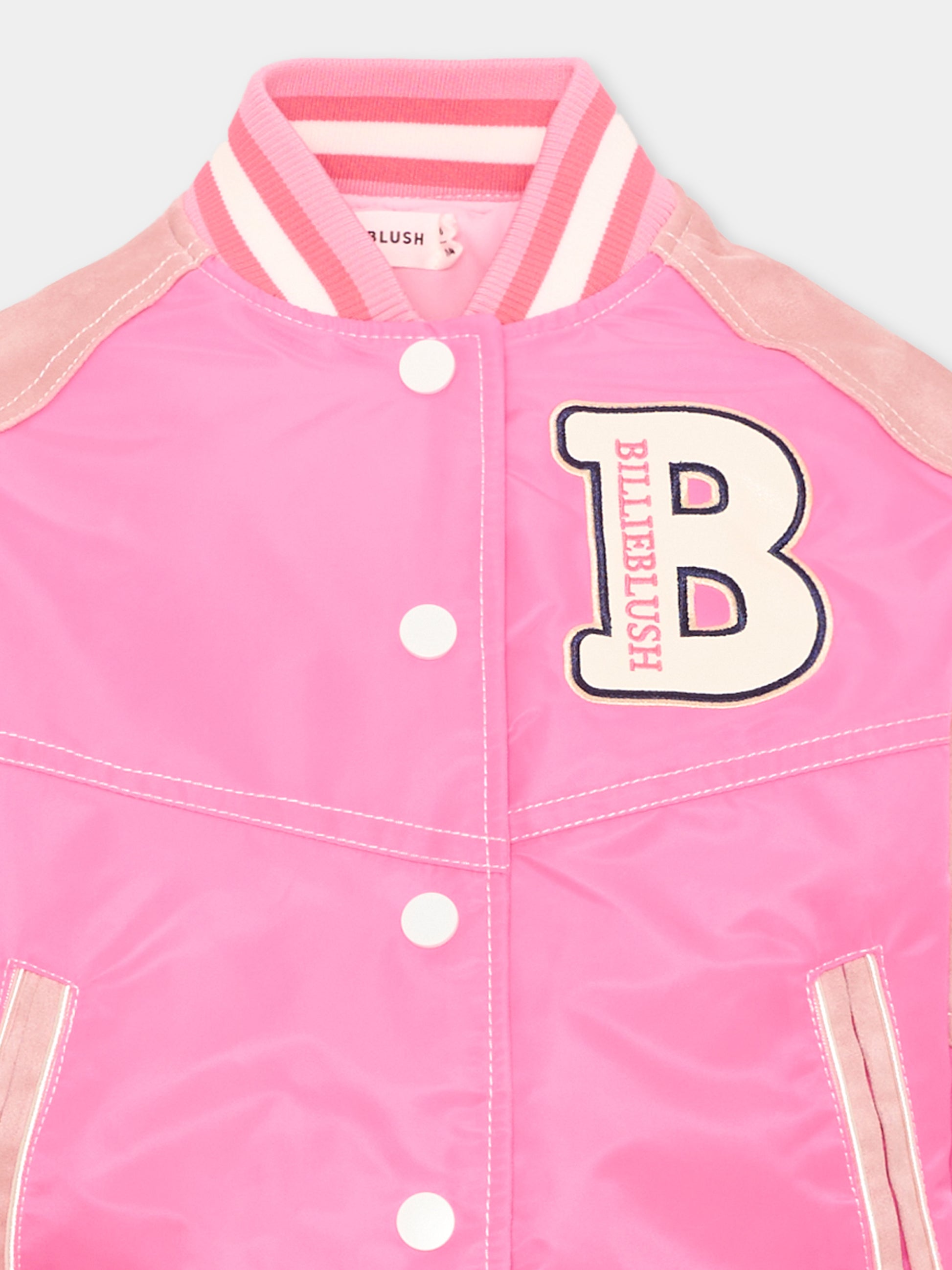 Bomber fucsia per bambina con patch logo,Billieblush,U22588 47A