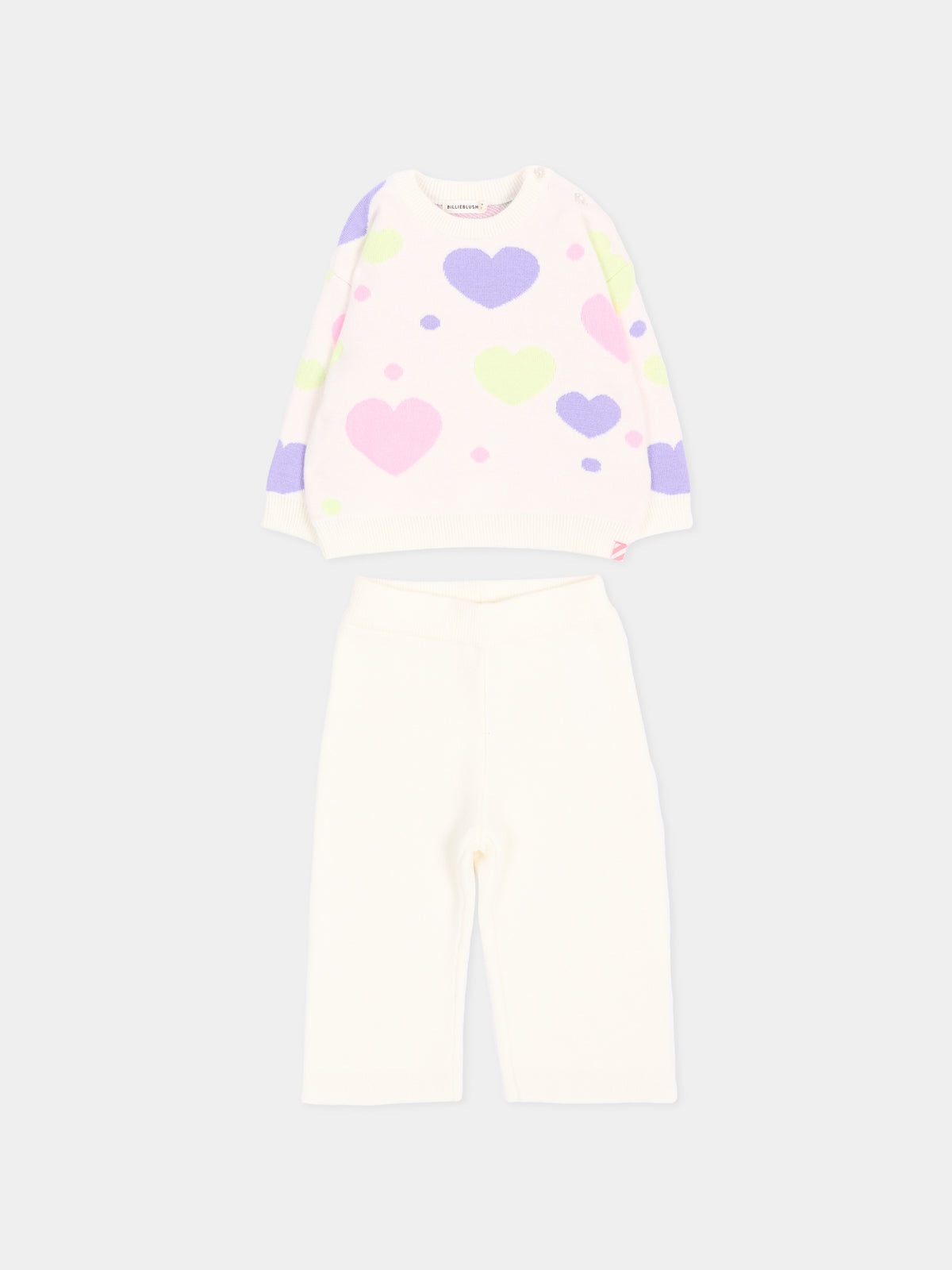 Completo sportivo avorio per neonata con cuori,Billieblush,U22611 121
