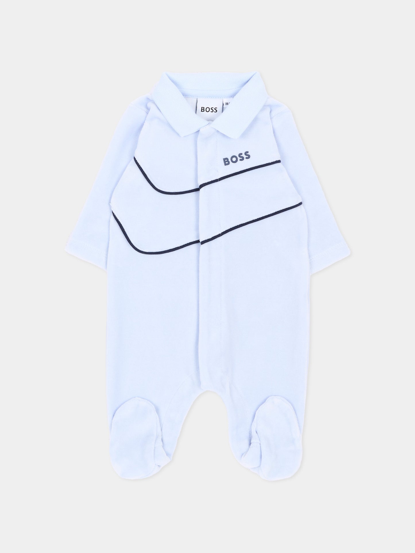 Tutina celeste per neonato con logo,Boss,J53288 771