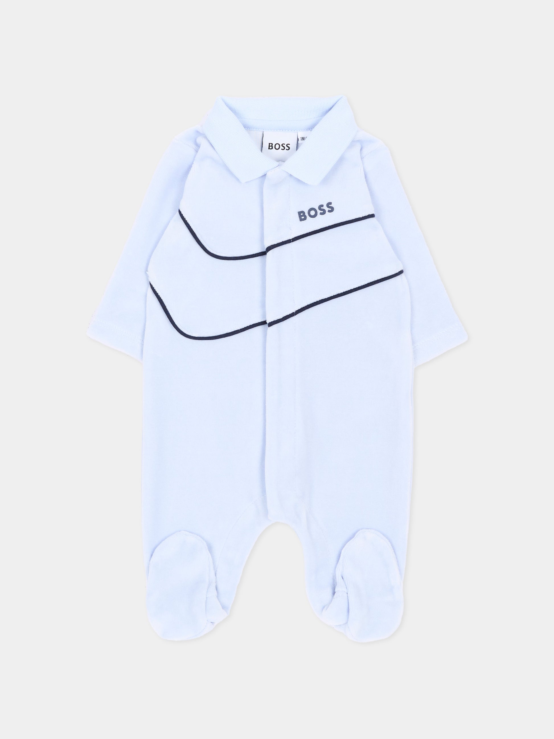 Tutina celeste per neonato con logo,Boss,J53288 771