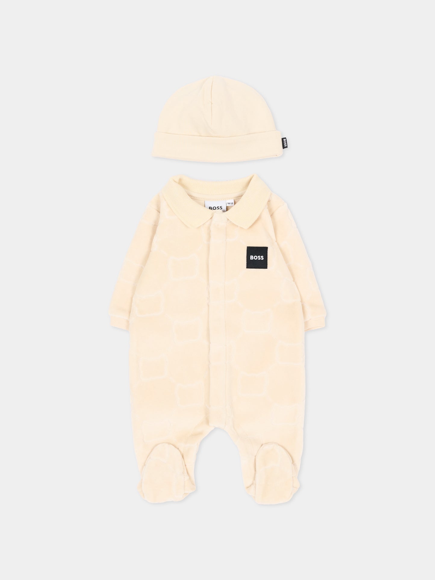 Set Tutine beige per neonato con logo,Boss,J53290 21K