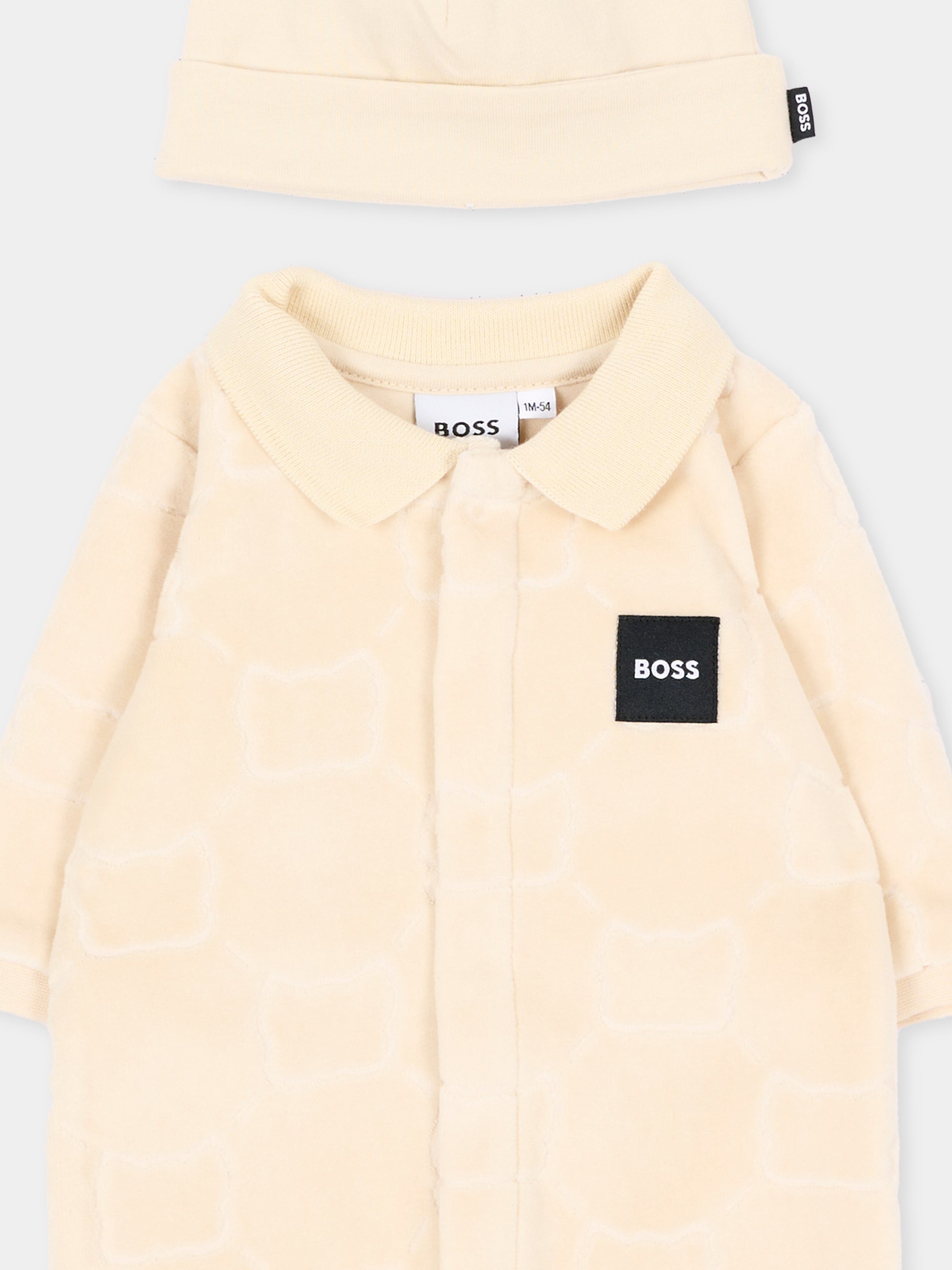 Set Tutine beige per neonato con logo,Boss,J53290 21K