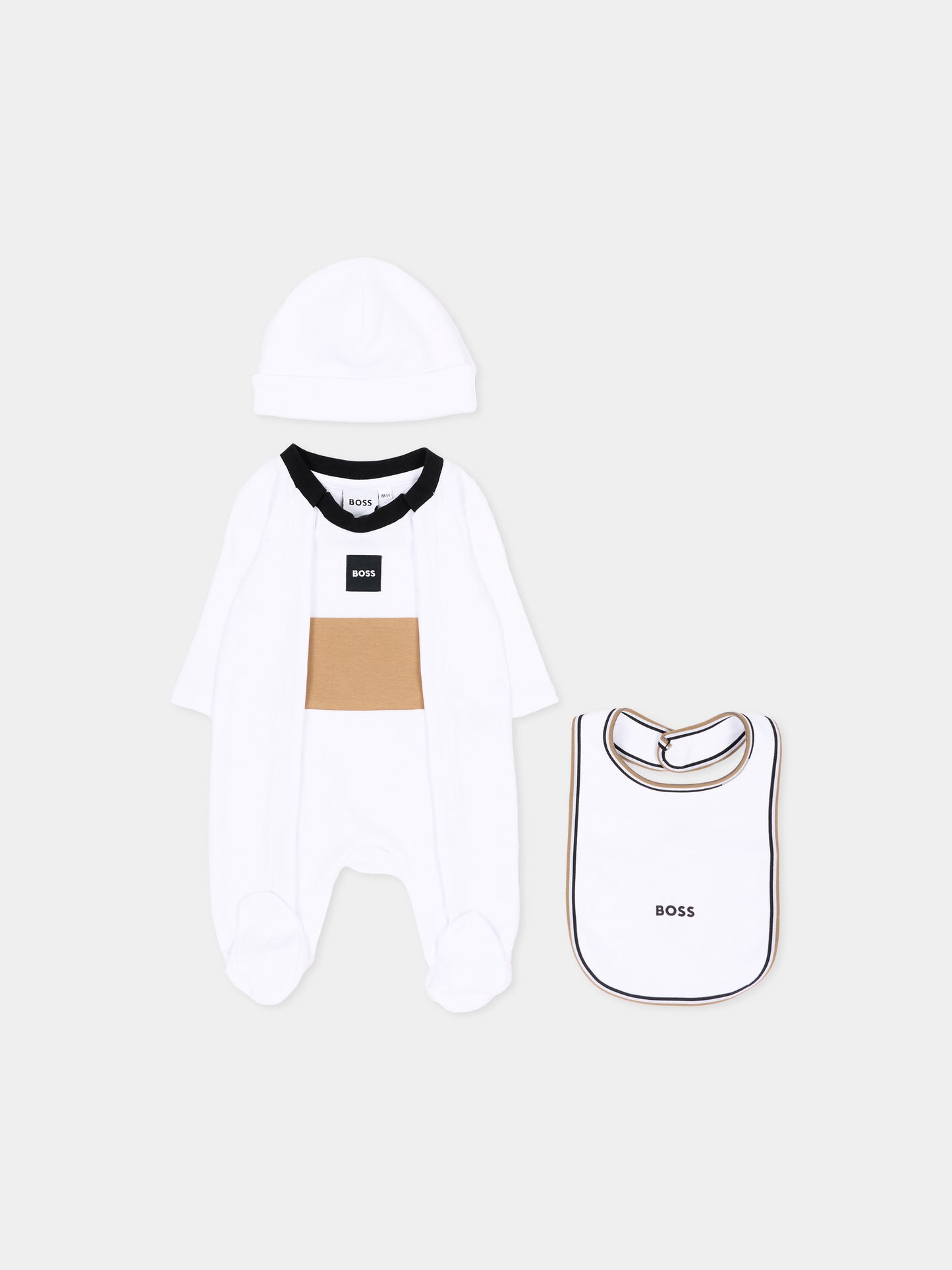 Set Tutine bianco per neonato con logo,Boss,J53292 10P