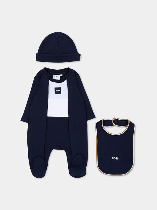 Set Tutine blu per neonato con logo,Boss,J53292 849