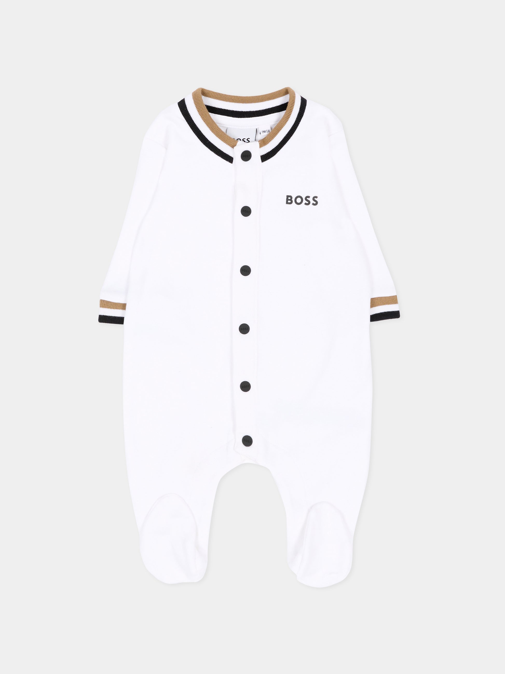 Set tutina bianco per neonato con logo,Boss,J53293 10P