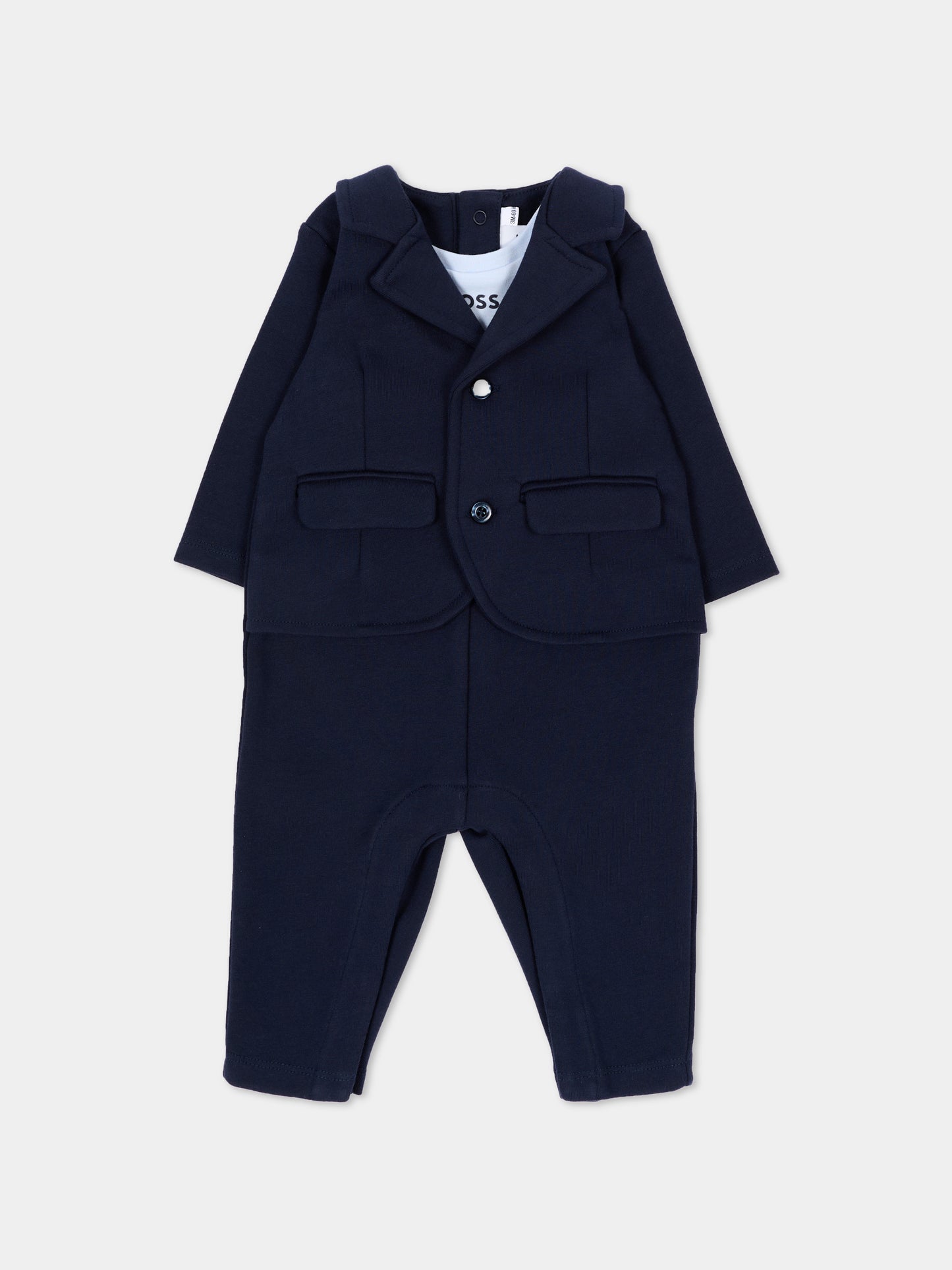 Tutina blu per neonato effetto giacca,Boss,J53303 849