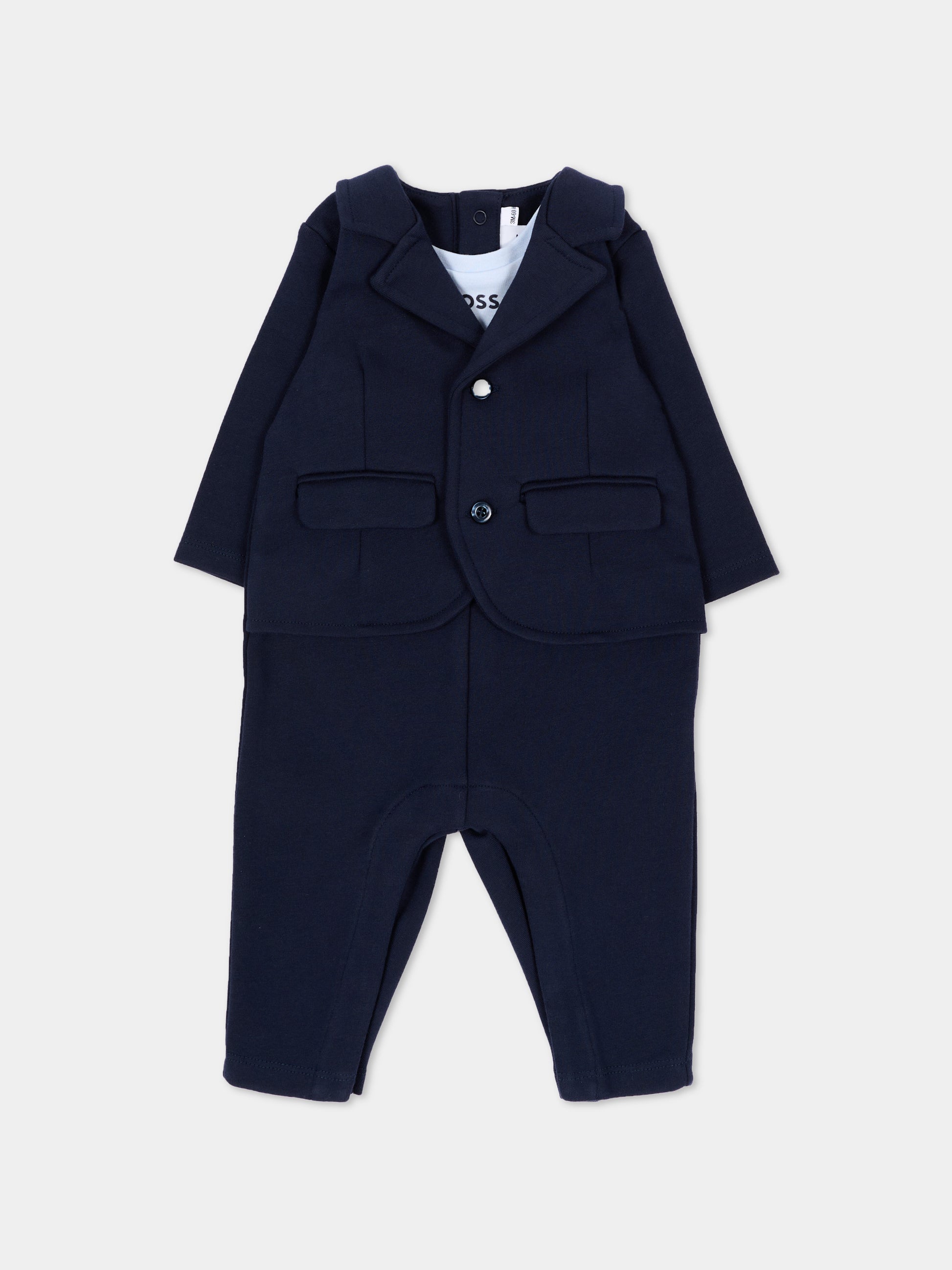 Tutina blu per neonato effetto giacca,Boss,J53303 849