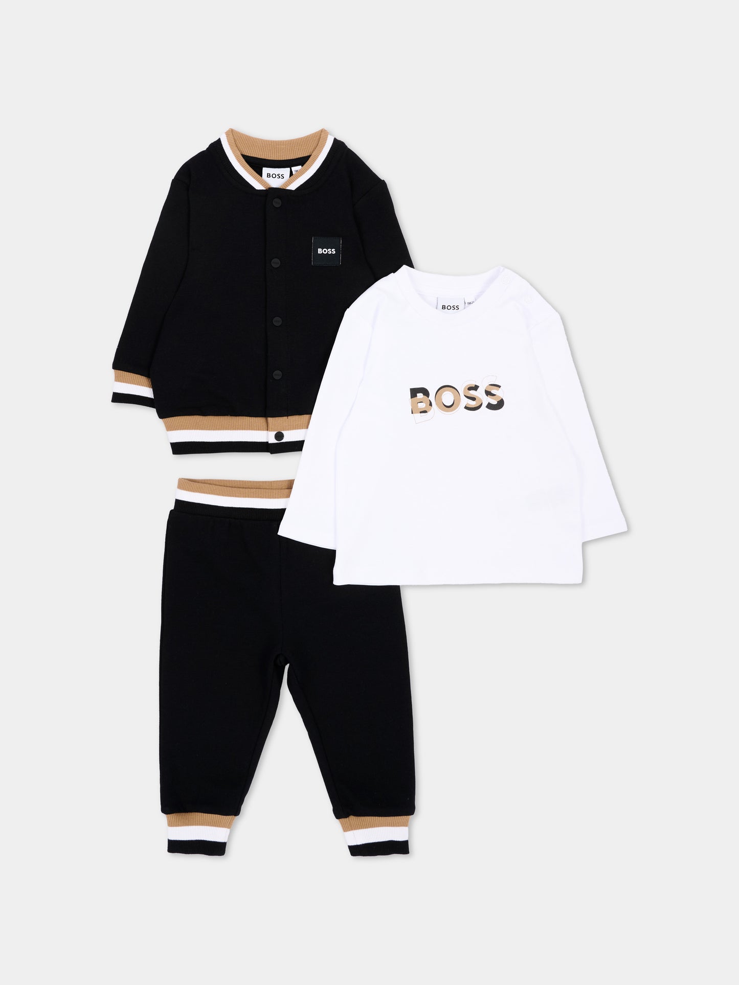 Completo sportivo nero per neonato con logo,Boss,J53305 09B