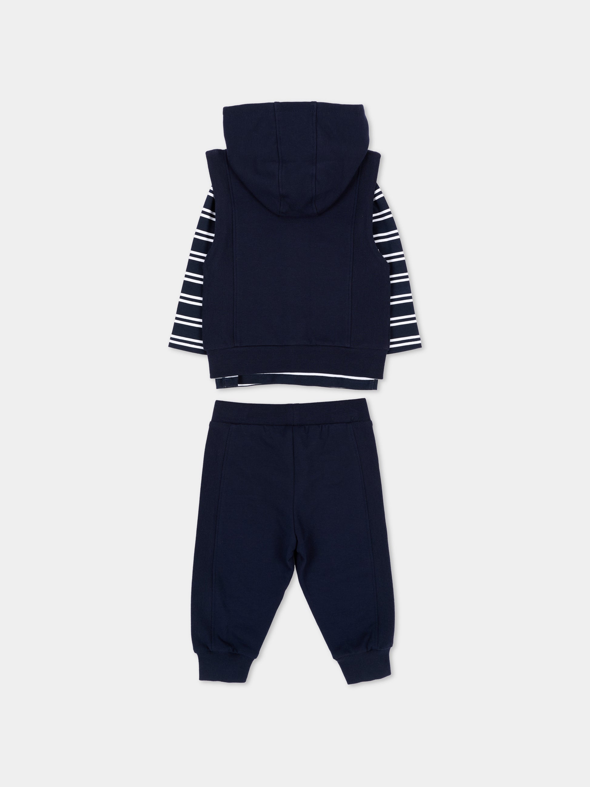 Completo sportivo lungo blu per neonato con logo,Boss,J53311 849