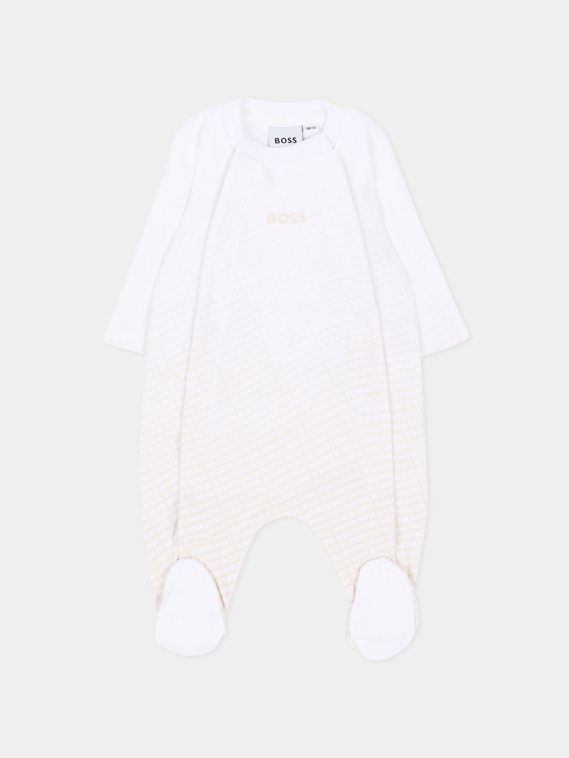 Set tutina avorio per neonato con logo,Boss,J53313 21K