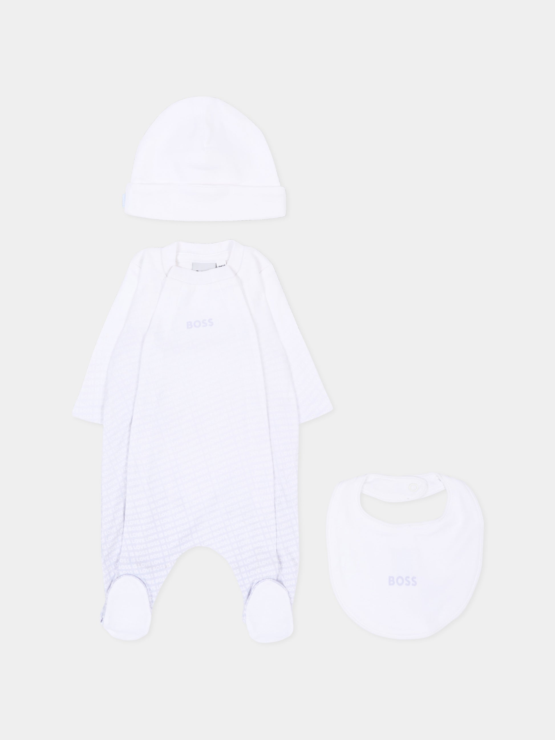 Set tutina bianco per neonato con logo,Boss,J53313 771