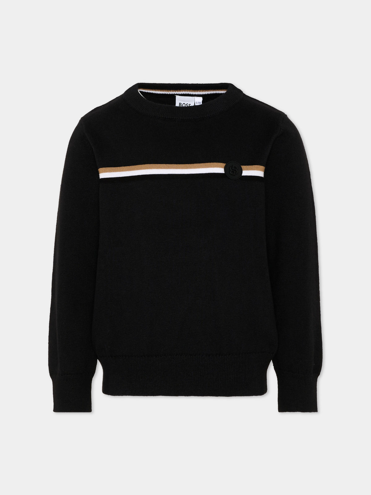 Maglione nero per bambino con logo,Boss,J53389 09B