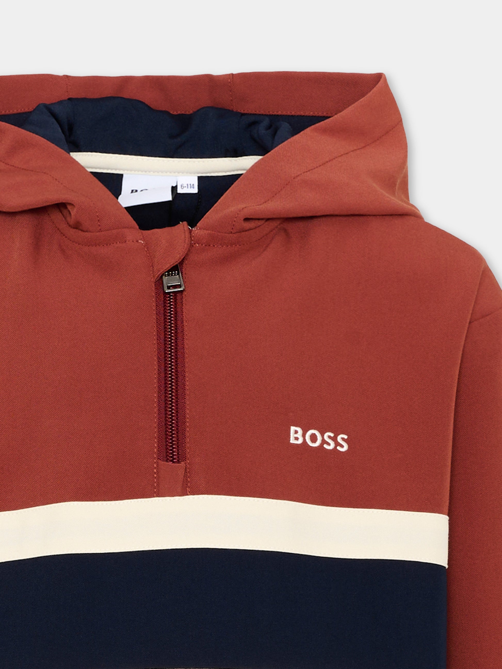 Felpa bordeaux per bambino con logo,Boss,J53399 95G