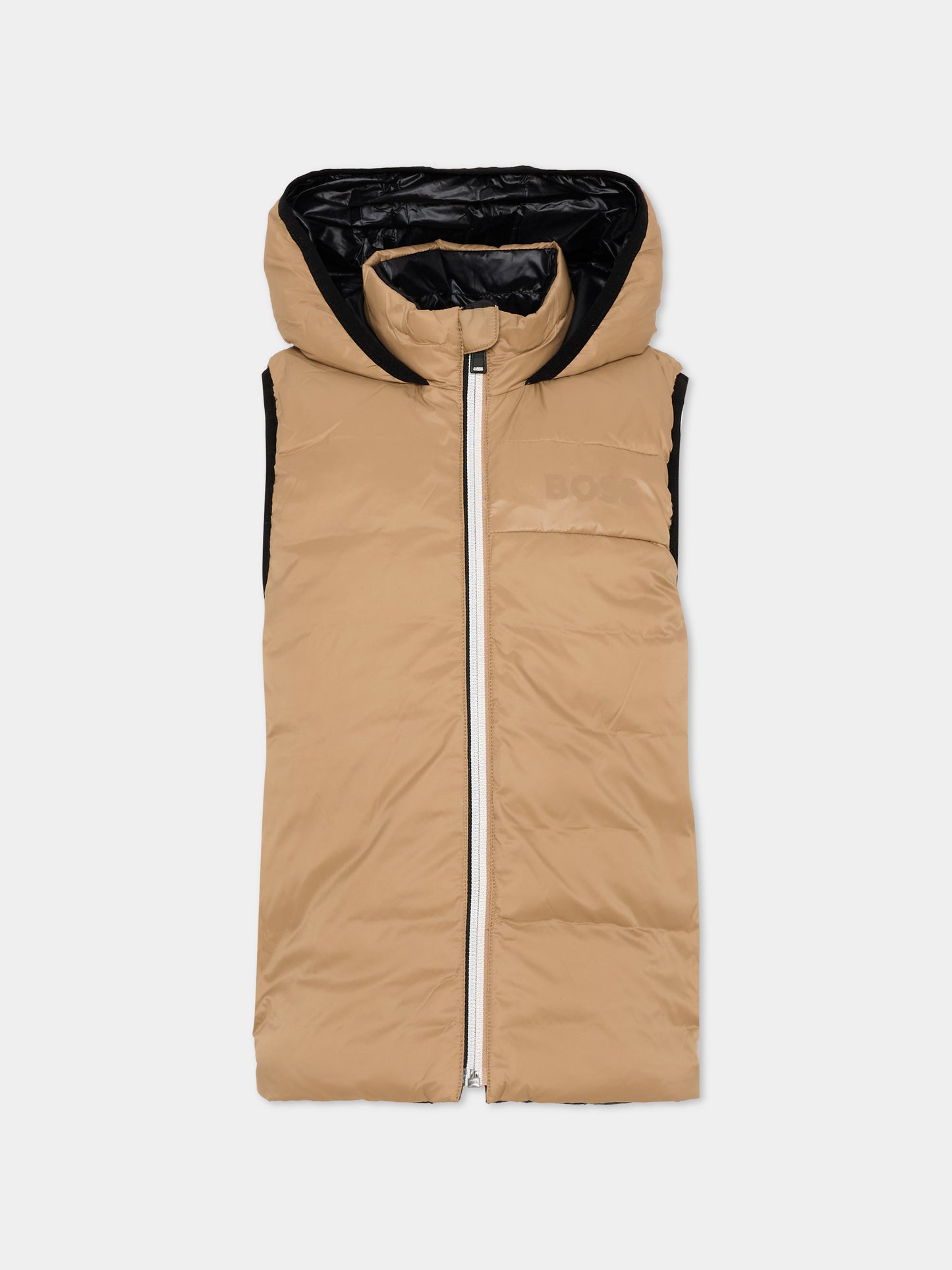 Gilet beige per bambino con logo,Boss,J53436 269