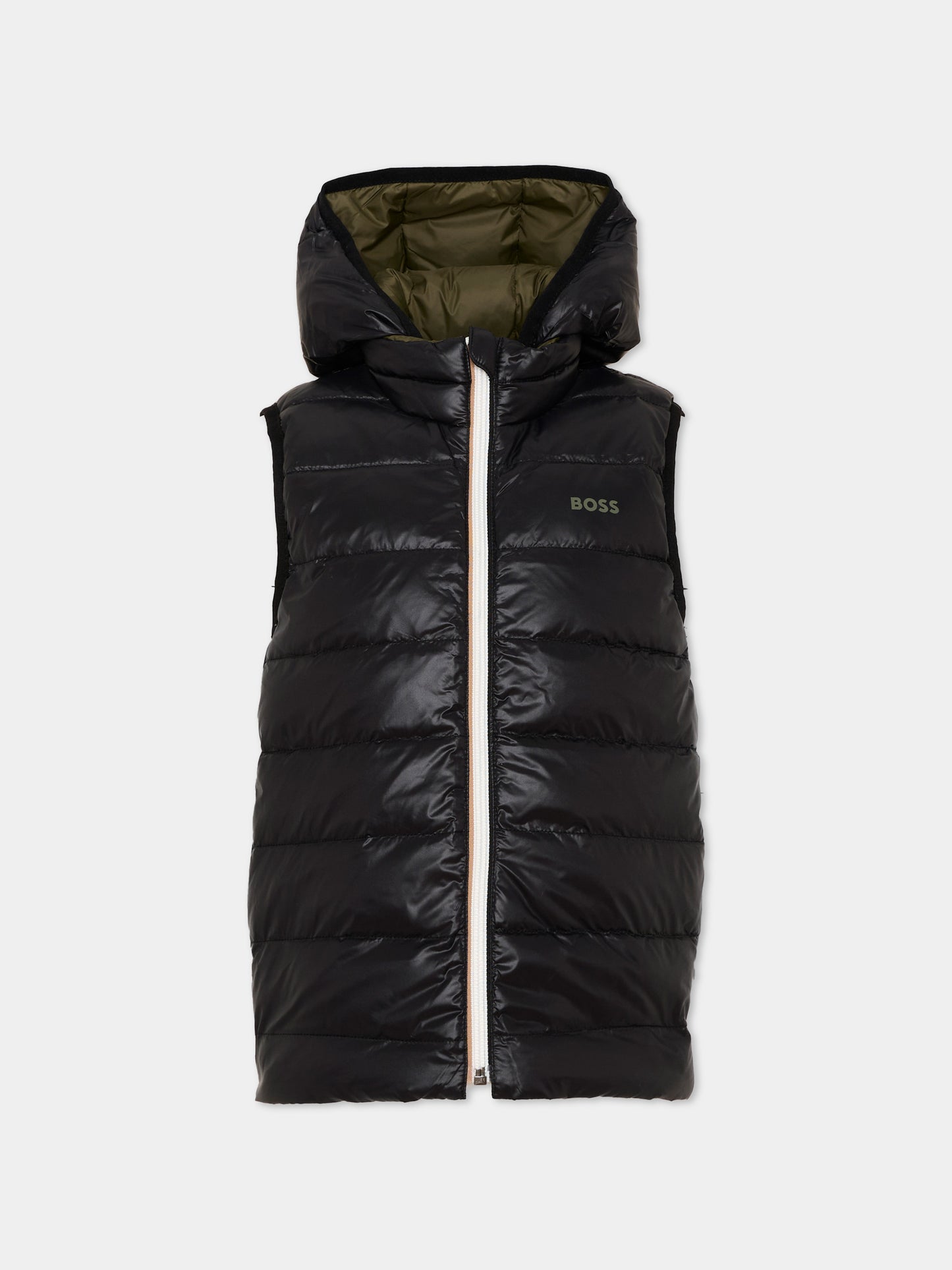 Gilet verde per bambino con logo,Boss,J53436 63D