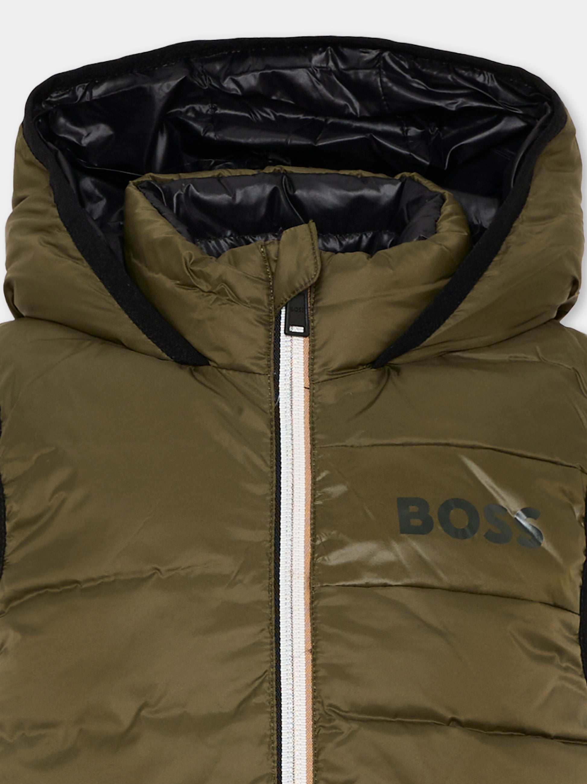 Gilet verde per bambino con logo,Boss,J53436 63D