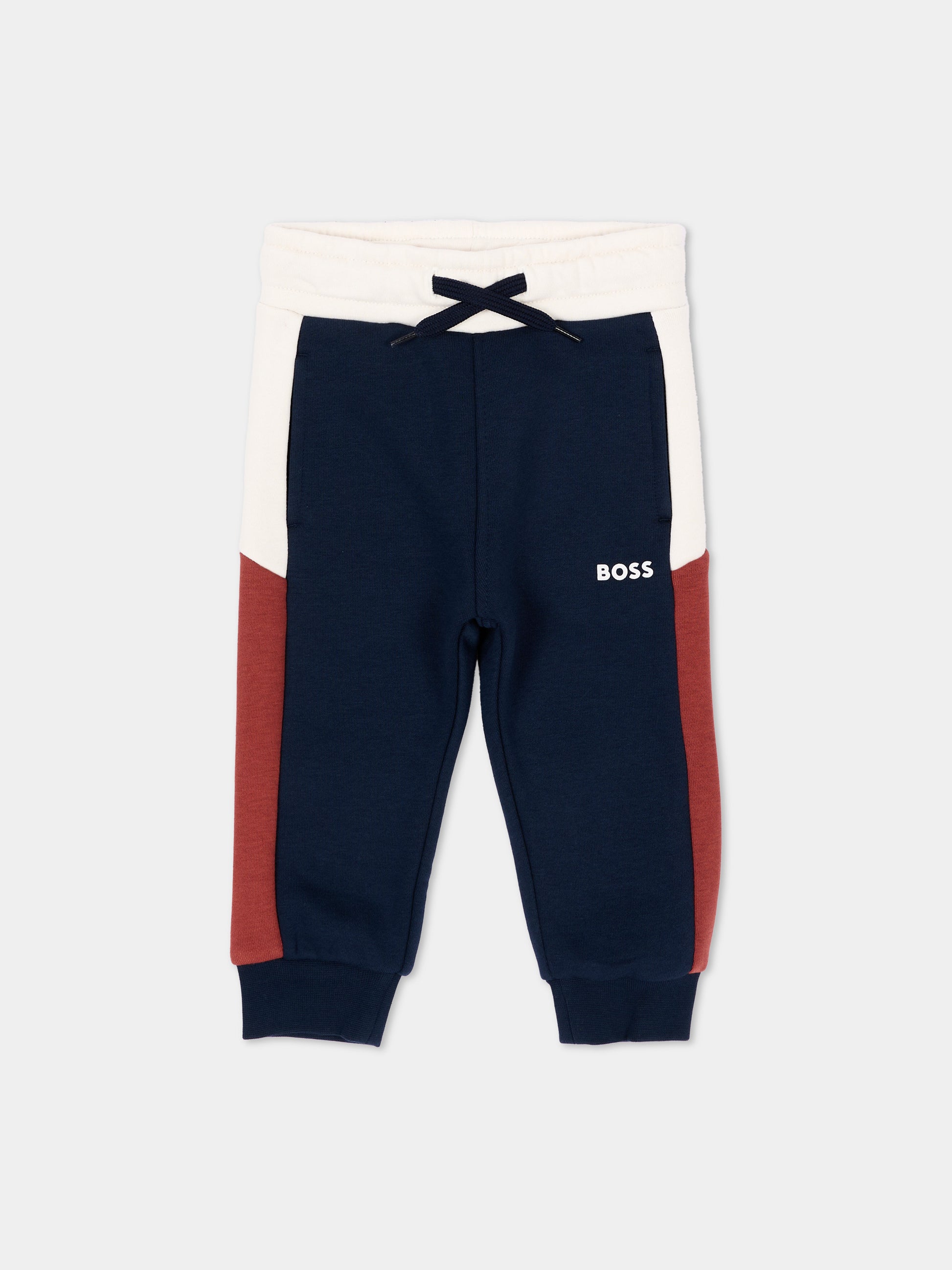 Pantalone blu per neonato con logo,Boss,J53468 849