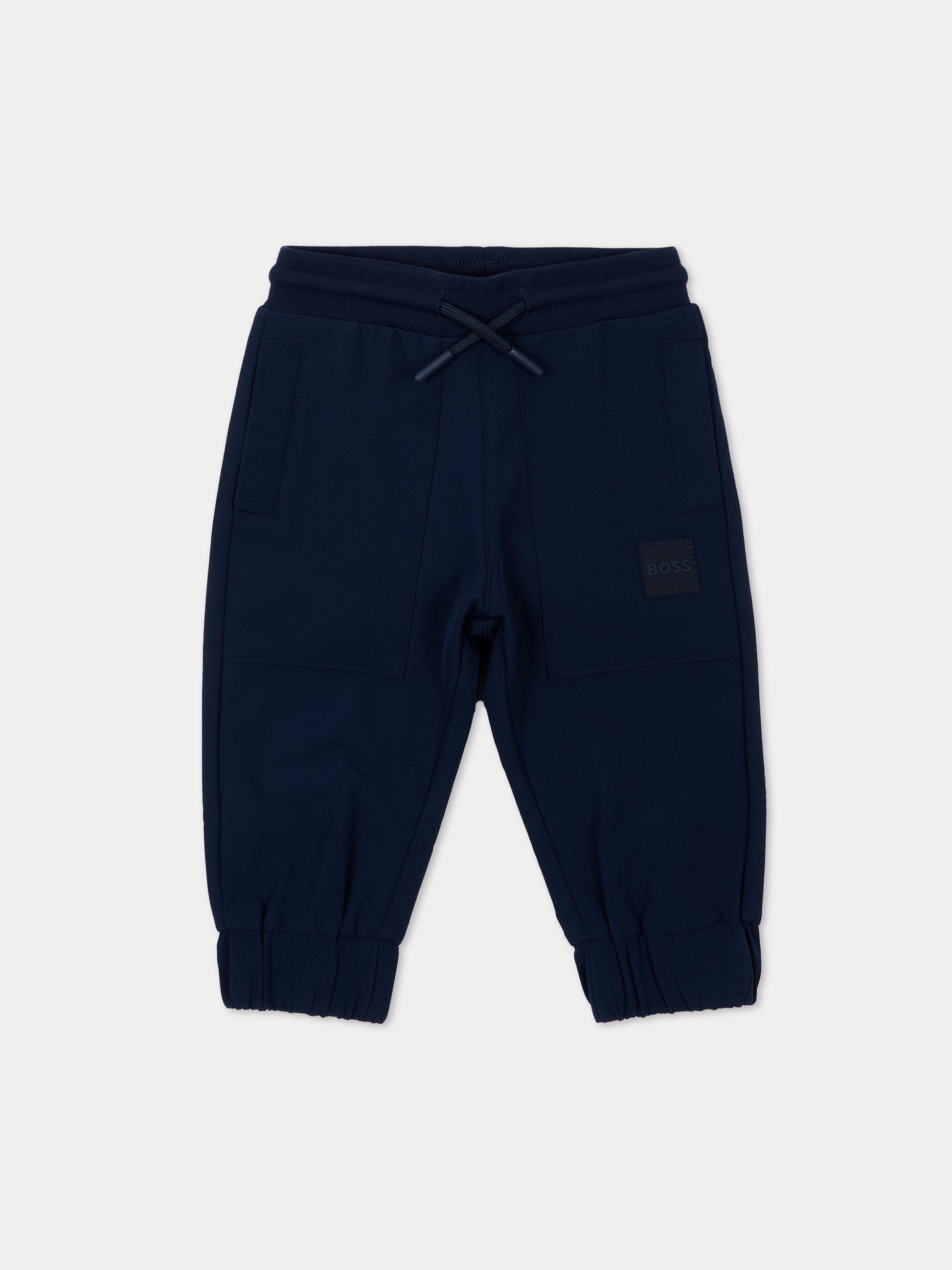 Pantalone blu per neonato con logo,Boss,J53471 849
