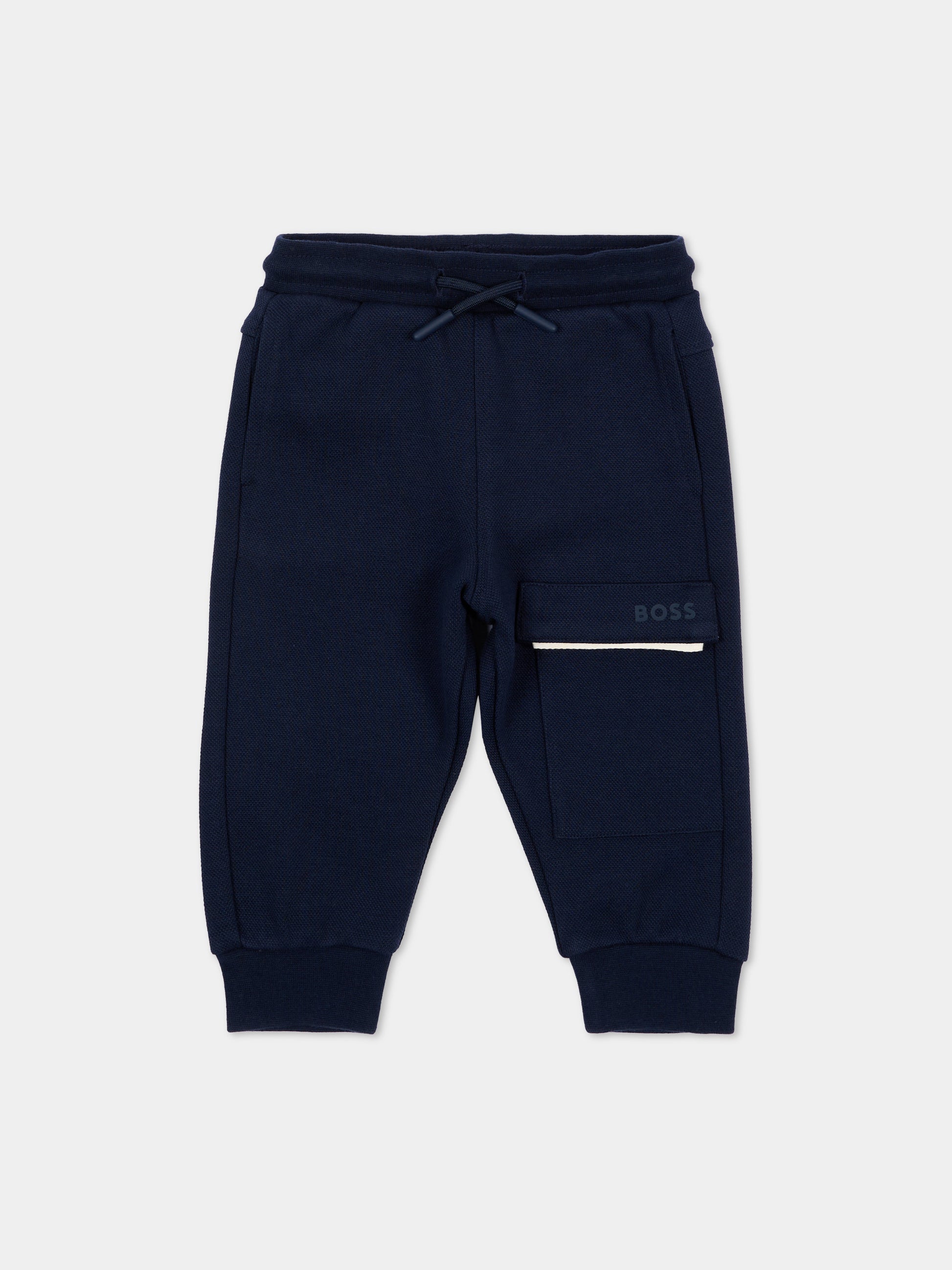 Pantalone blu per neonato con logo,Boss,J53473 849