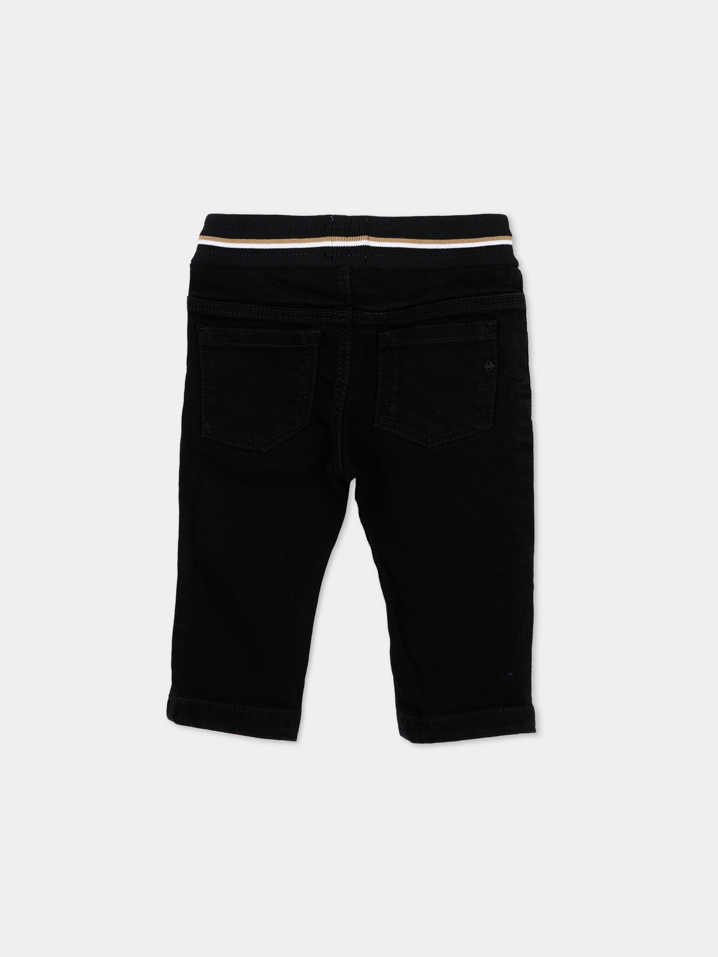Jeans nero per neonato con logo,Boss,J53475 09B