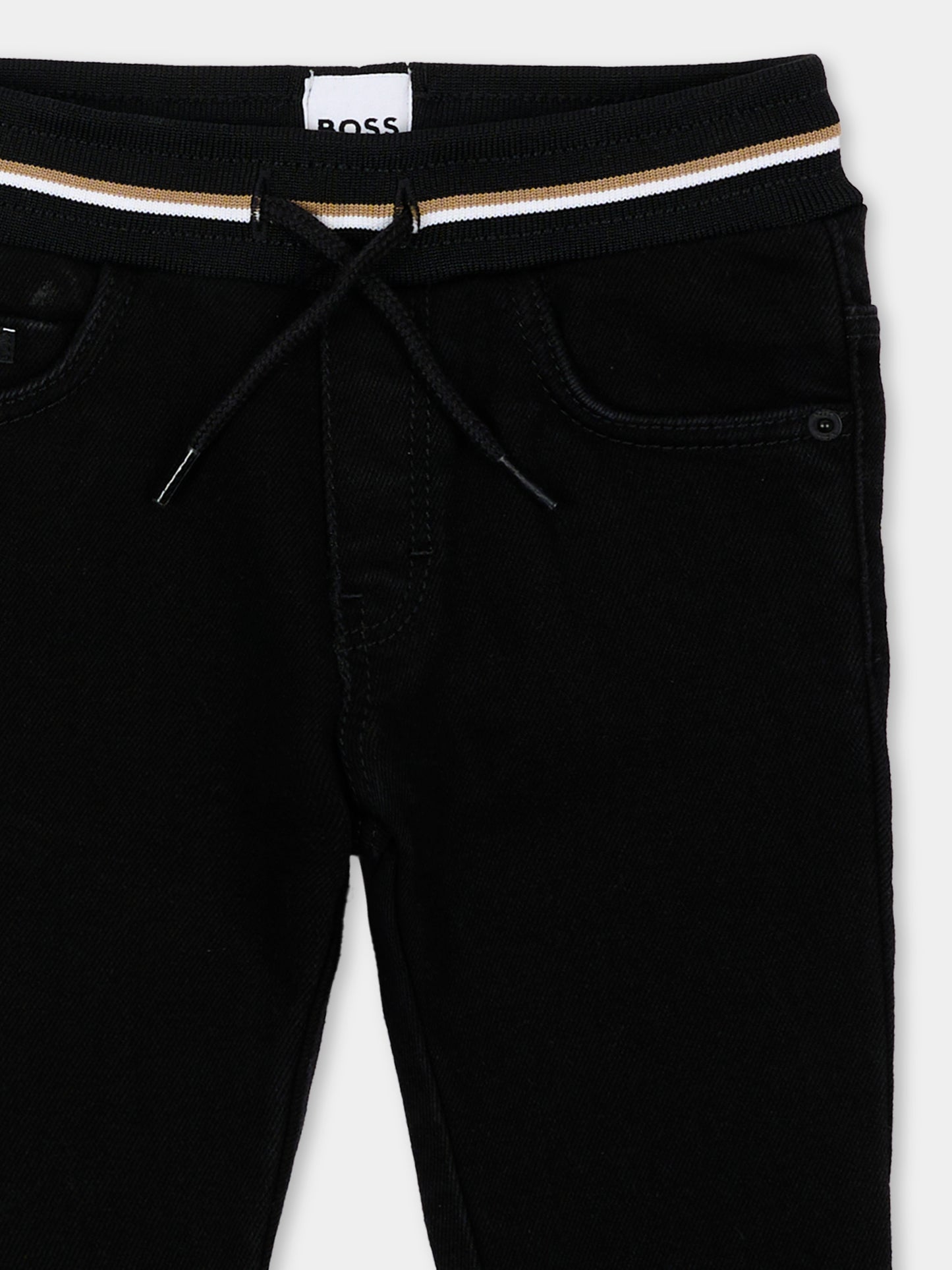 Jeans nero per neonato con logo,Boss,J53475 09B