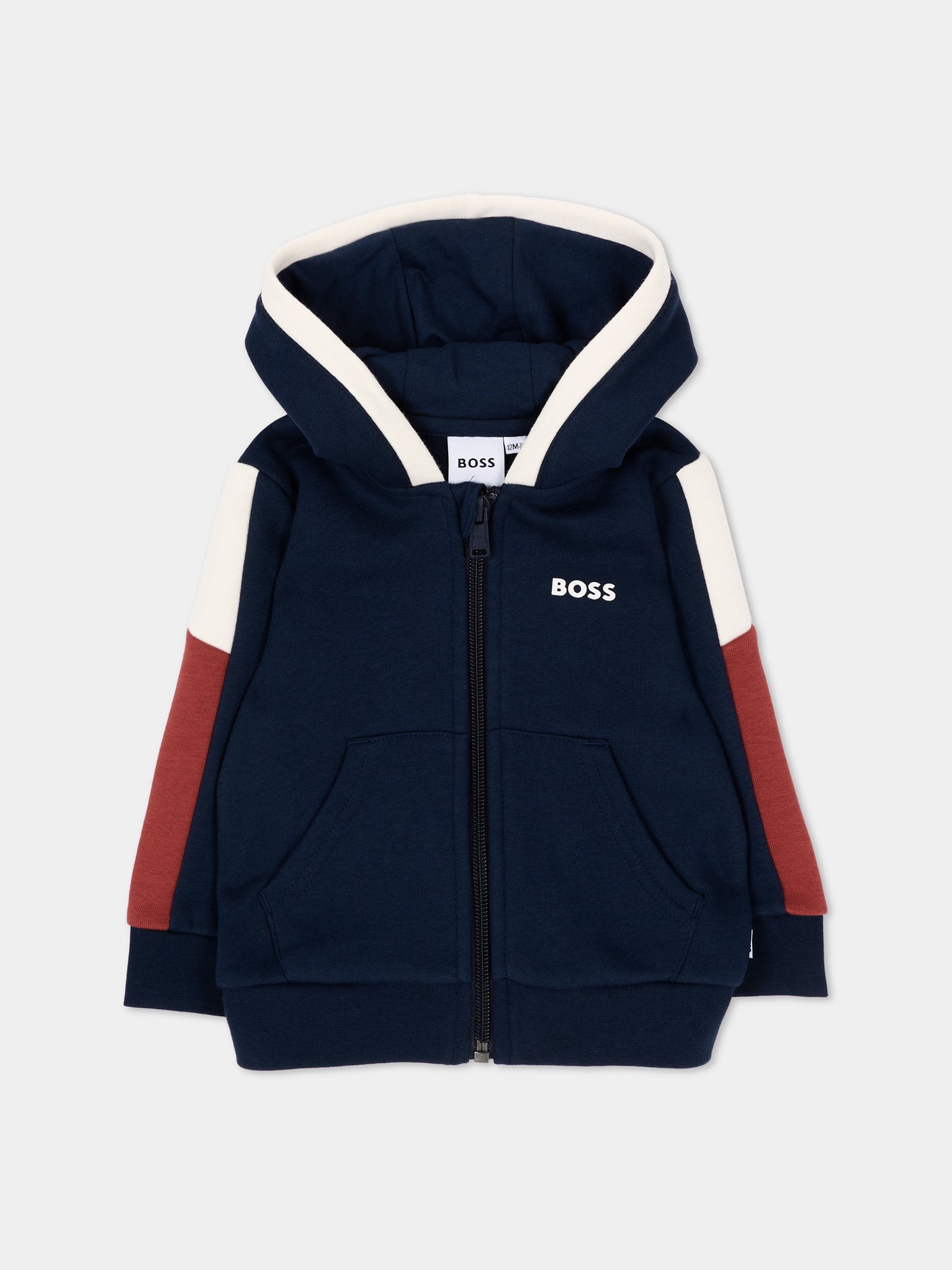 Felpa blu per neonato con logo,Boss,J53480 849