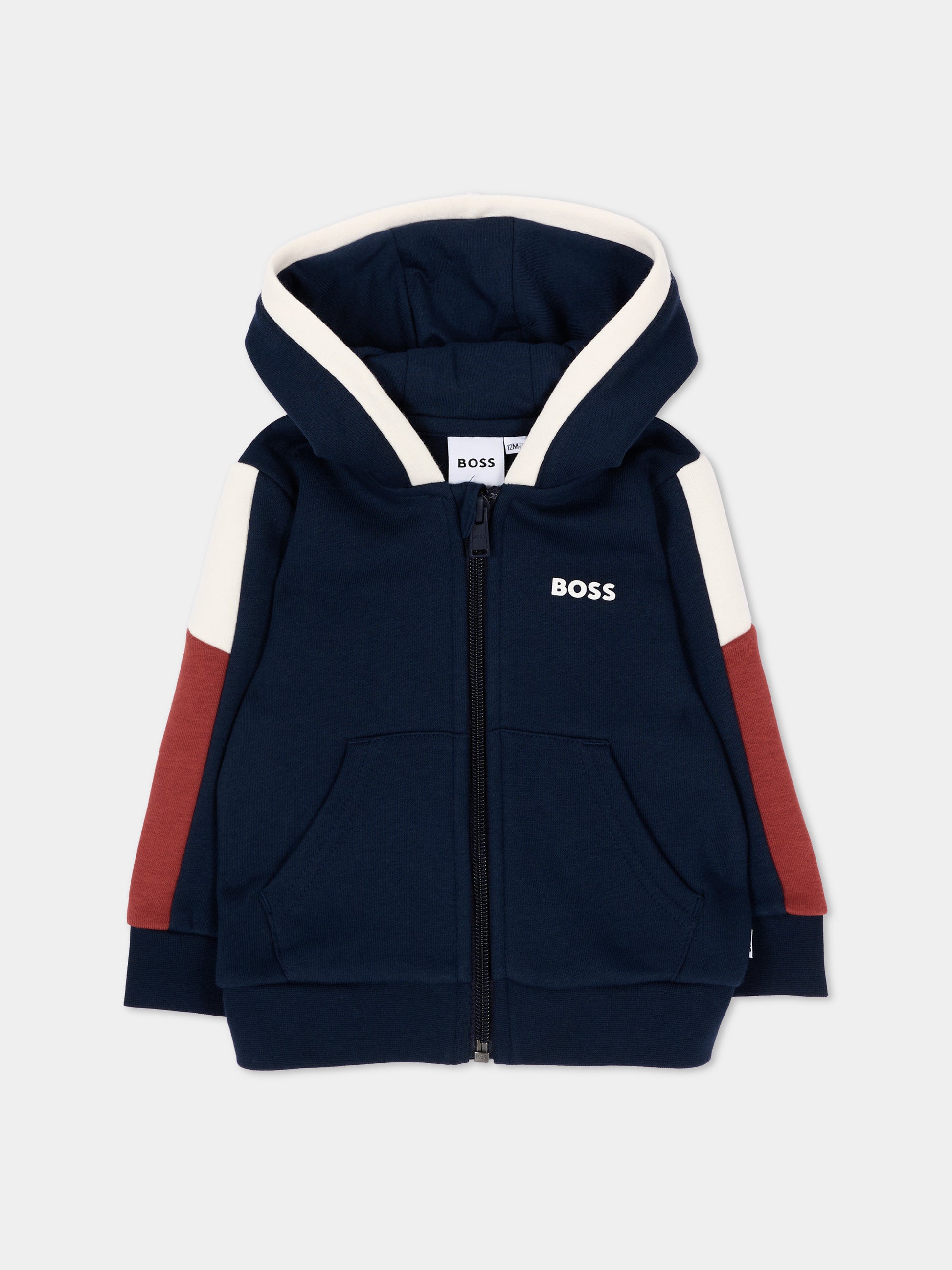 Felpa blu per neonato con logo,Boss,J53480 849