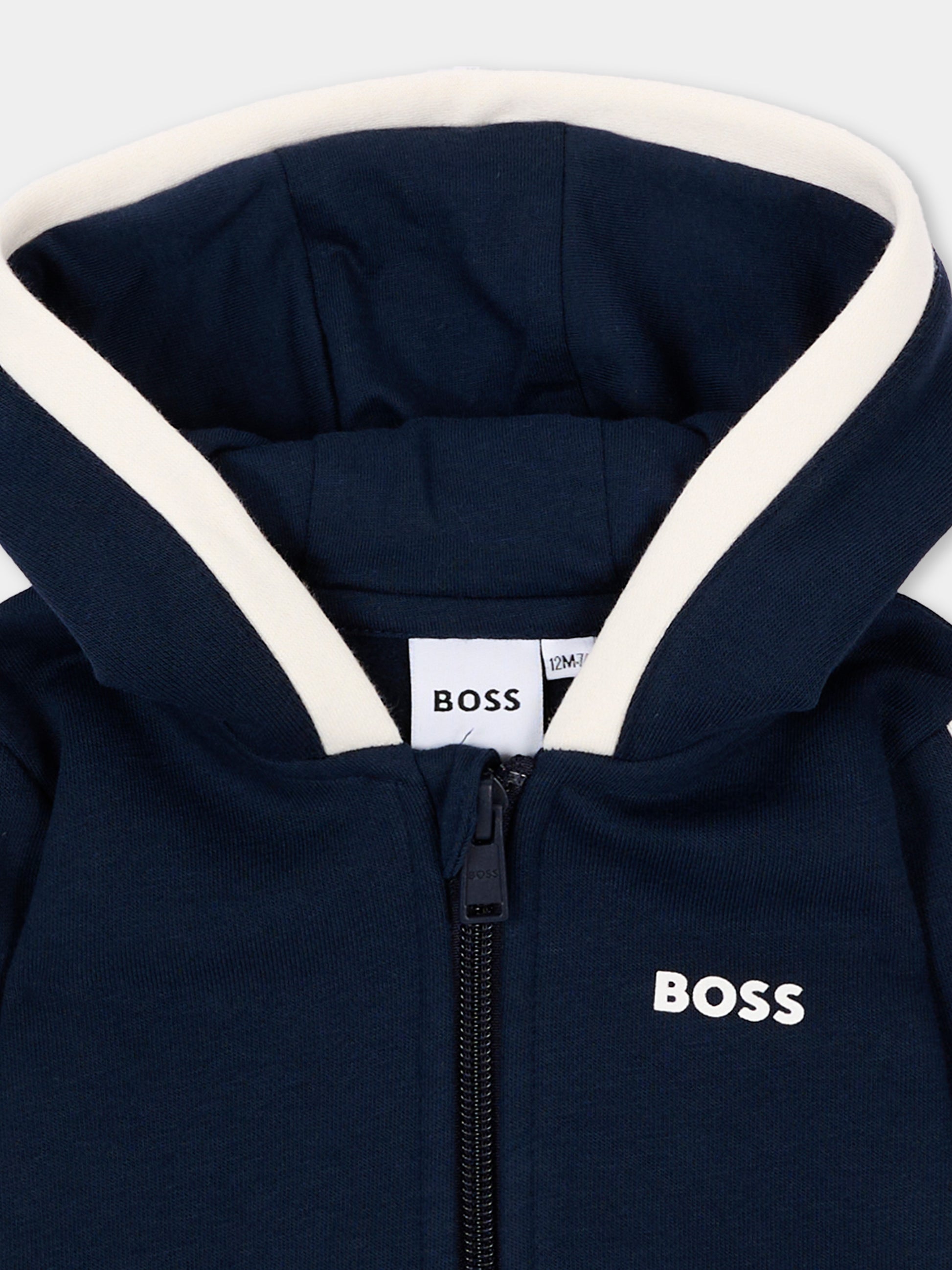 Felpa blu per neonato con logo,Boss,J53480 849