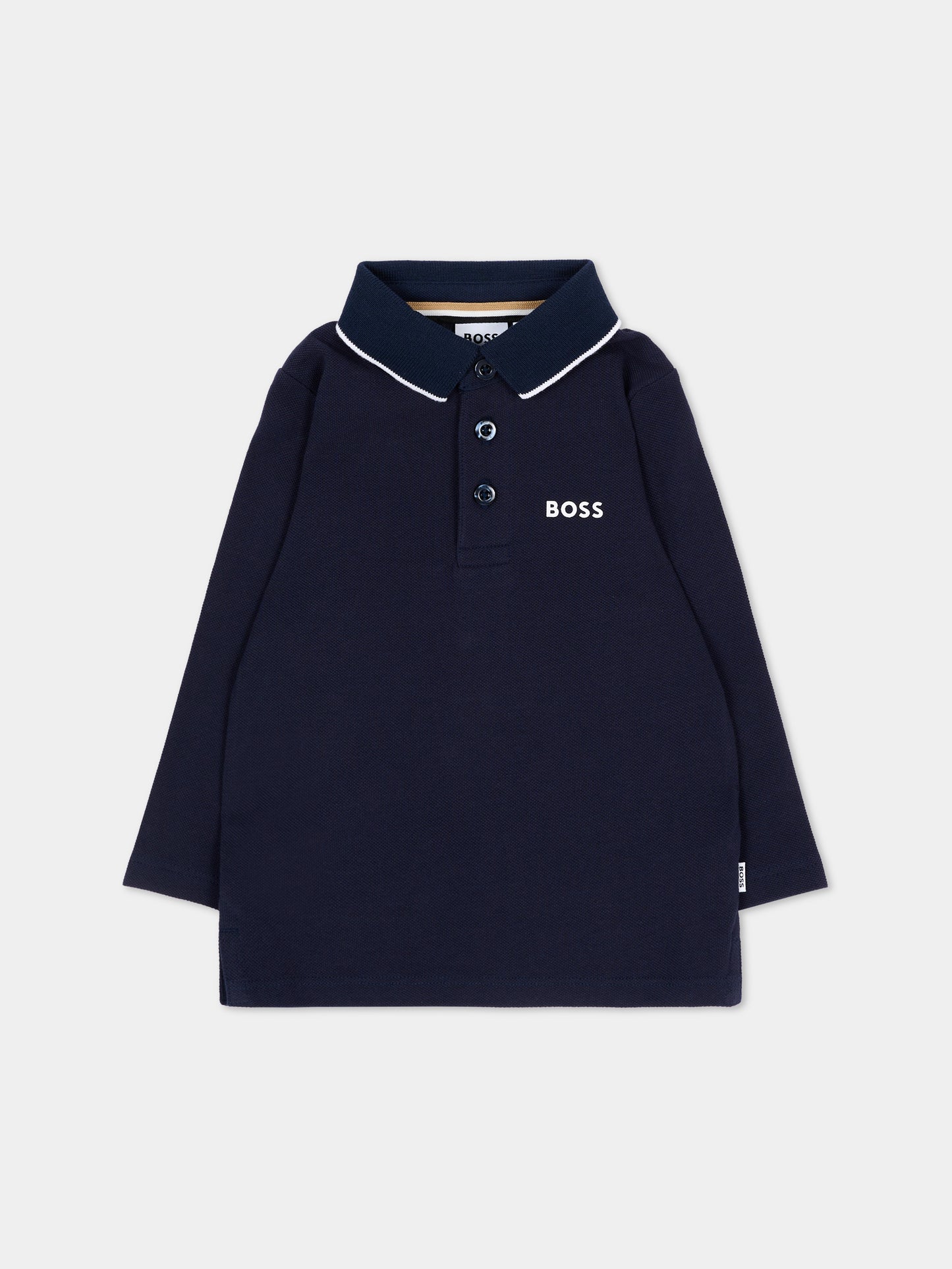 Polo blu per neonato con logo,Boss,J53481 849