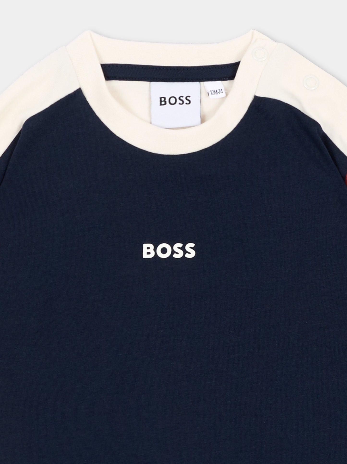T-shirt blu per neonato con logo,Boss,J53483 849