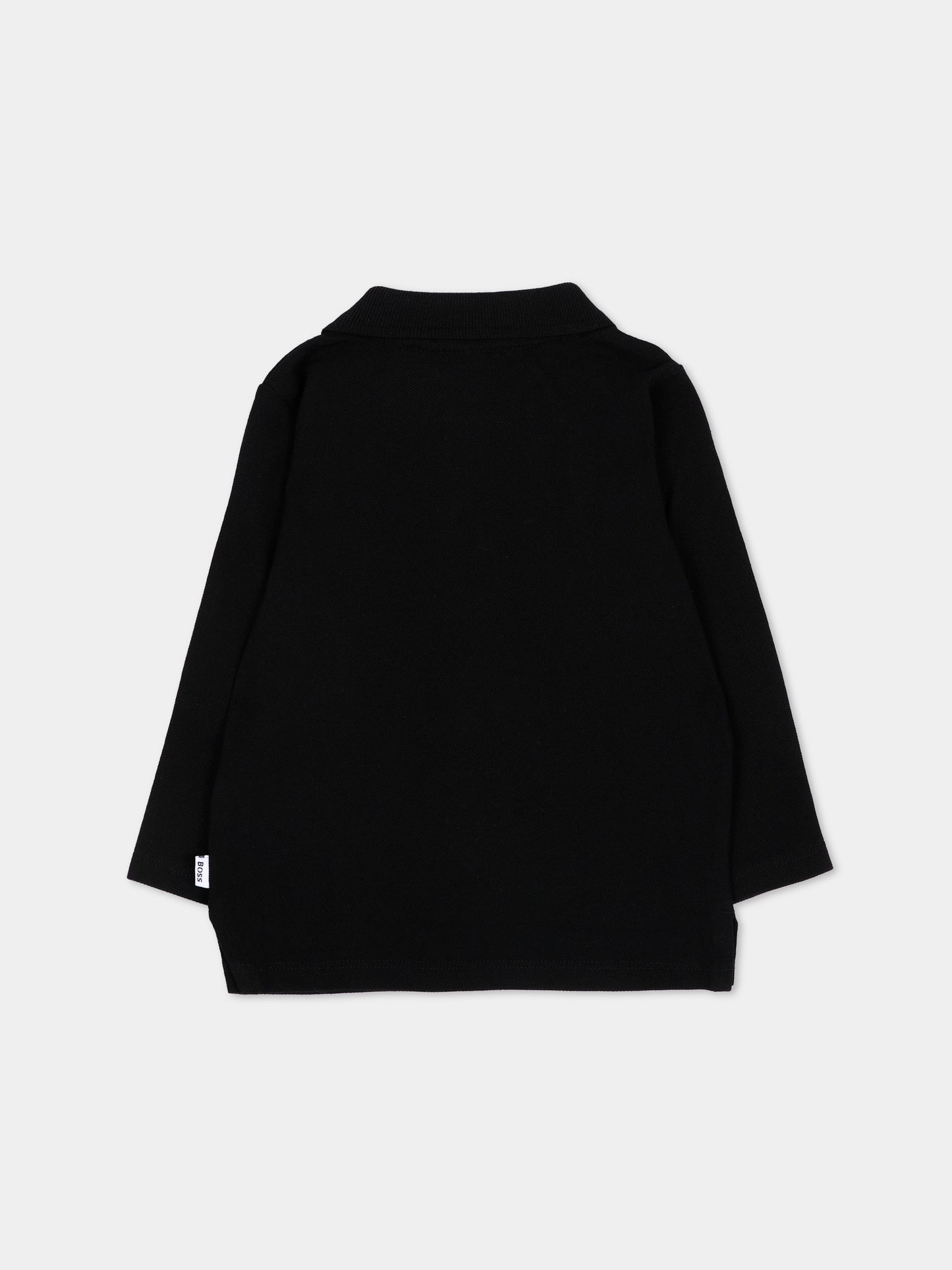 Polo nera per neonato con logo,Boss,J53485 09B