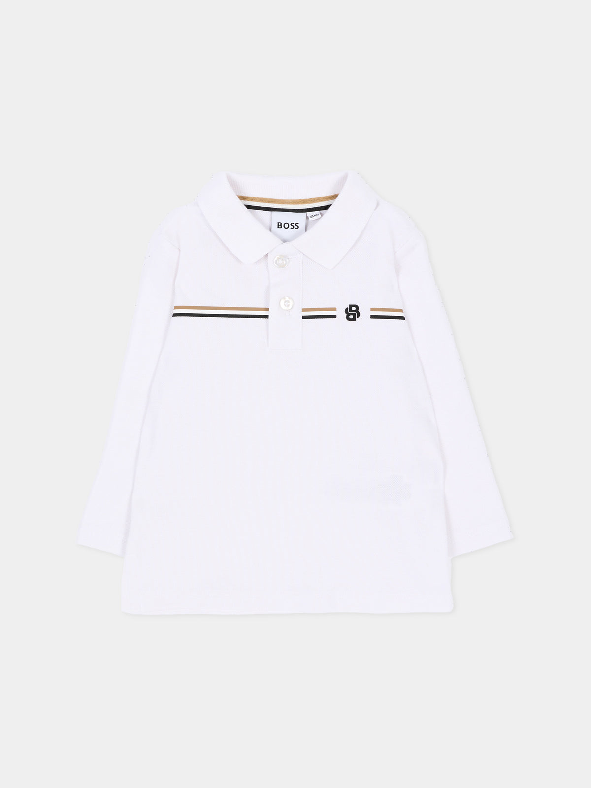 Polo a manica lunga bianca per neonato,Boss,J53485 10P
