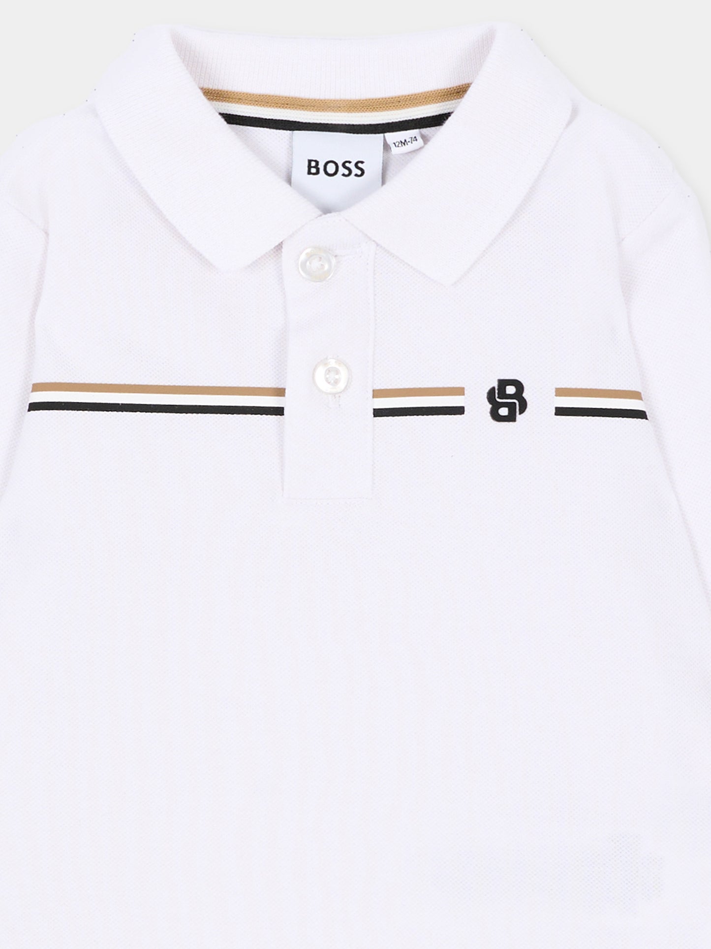 Polo a manica lunga bianca per neonato,Boss,J53485 10P