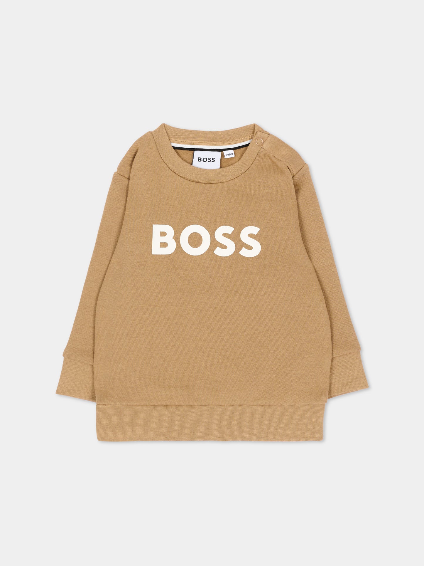 Felpa beige per neonato con logo,Boss,J53493 269